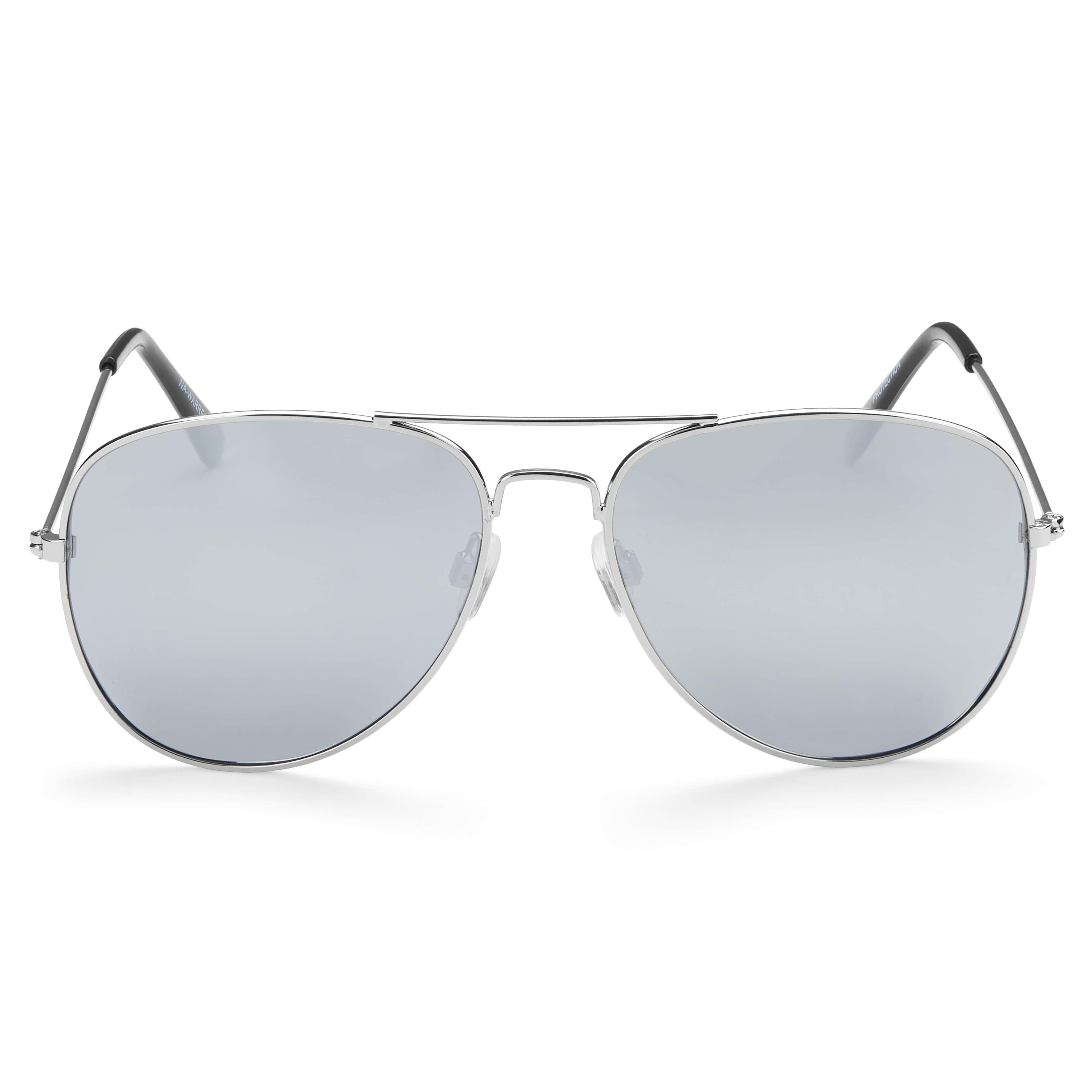 Warren Silver-Tone Aviator Sunglasses - 2 - hover gallery