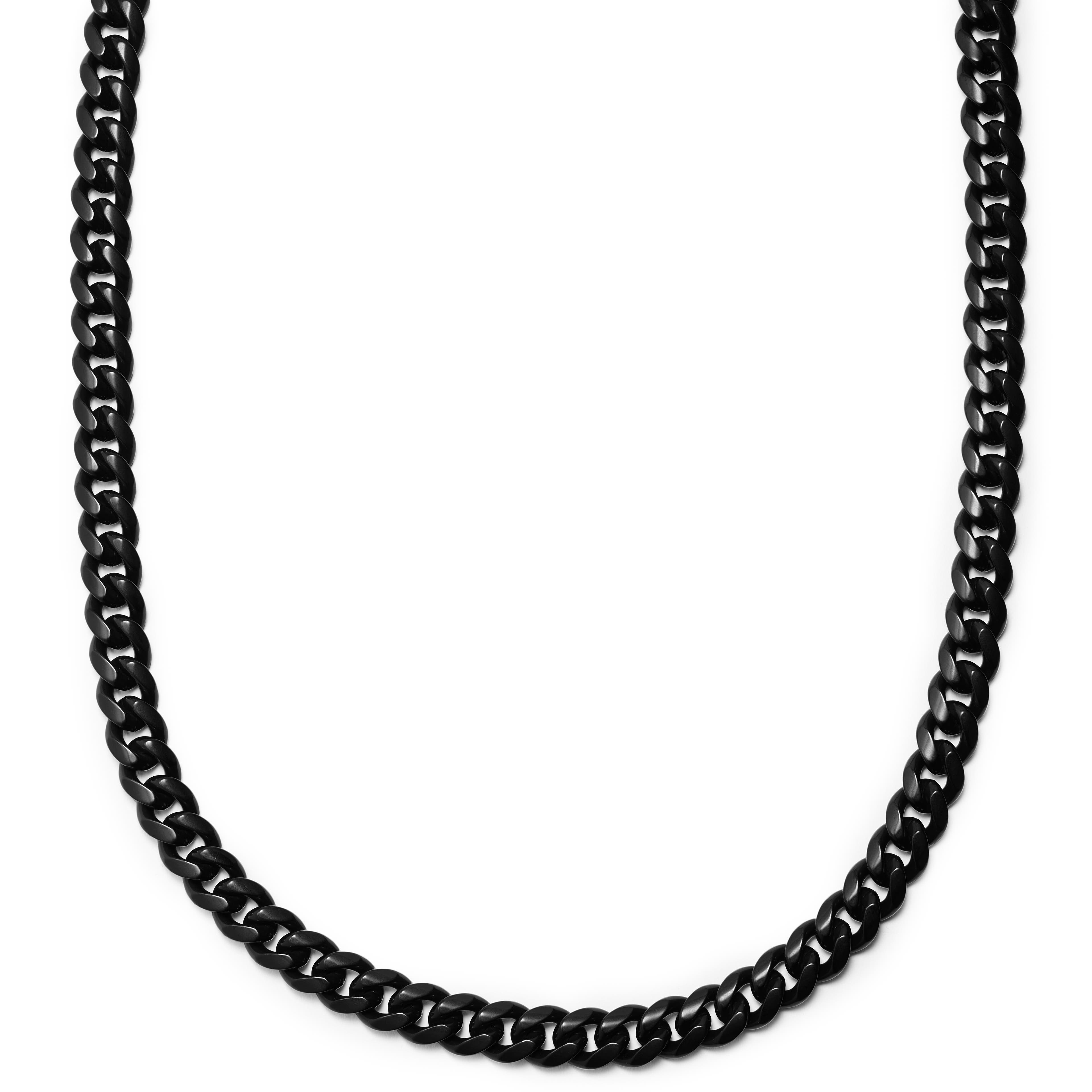 12 mm Black Stainless Steel Cuban Chain Necklace
