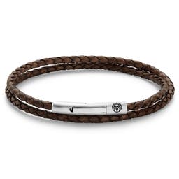 Collins | 3mm Brown Woven Leather Wrap Bracelet