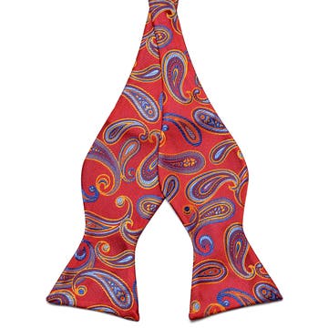 Red Paisley Silk Self-Tie Bow Tie