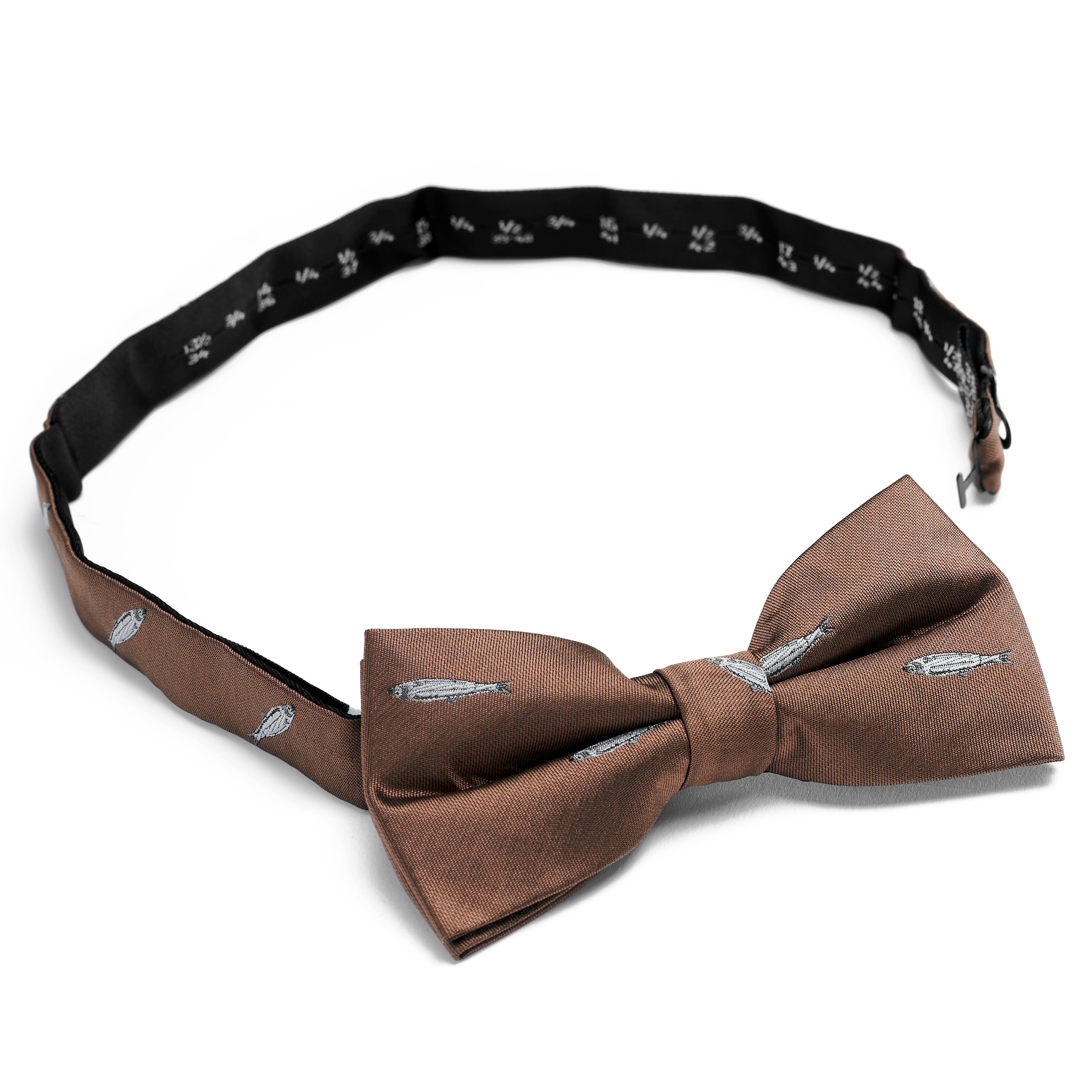 Brun ferdigknytet sløyfe med fisk - 2