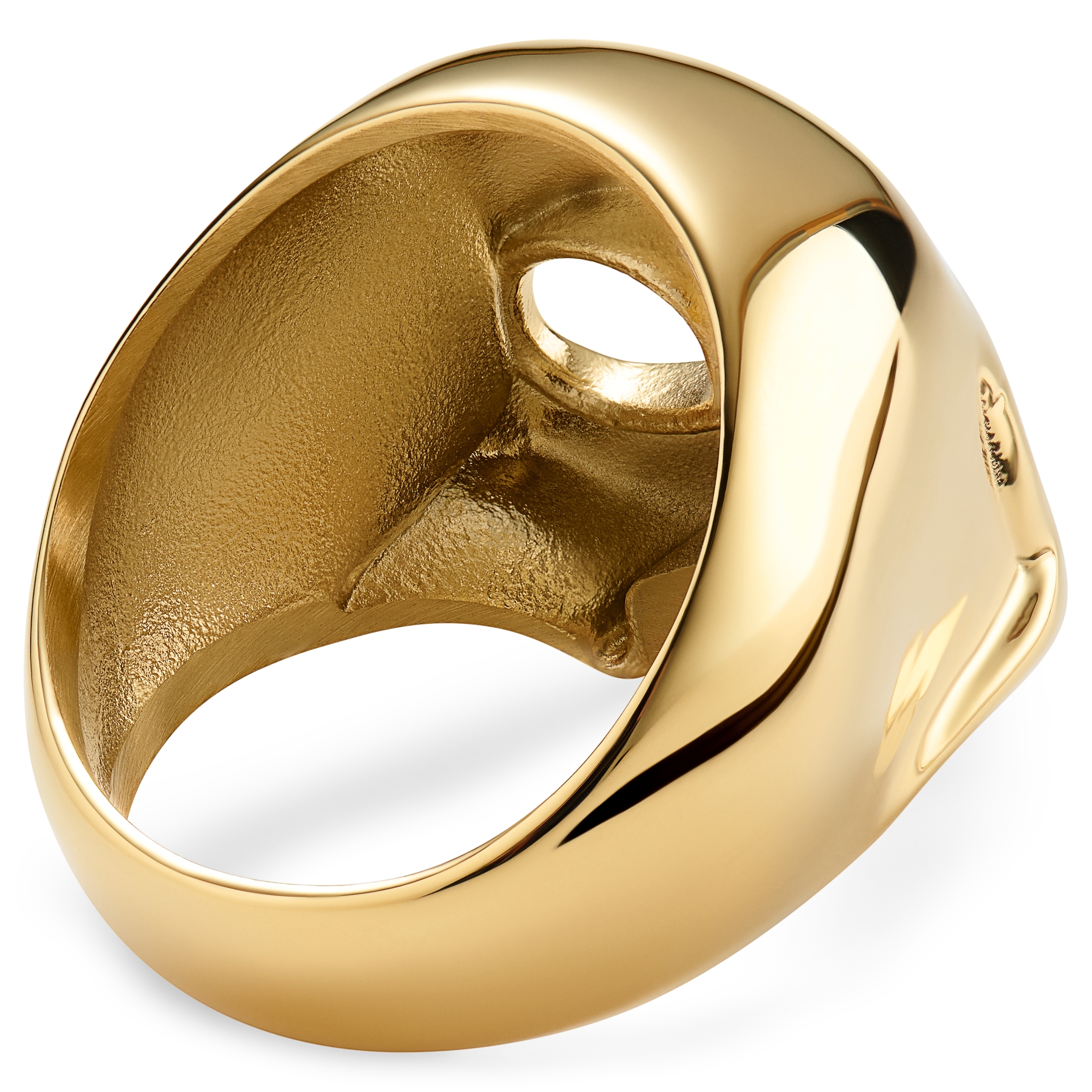 Aspero | Pečatný prsteň s lebkou v zlatej farbe z nehrdzavejúcej ocele - 3