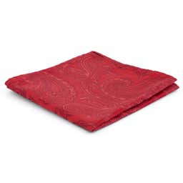 Vintage Rotes Paisley Einstecktuch Aus Polyester 