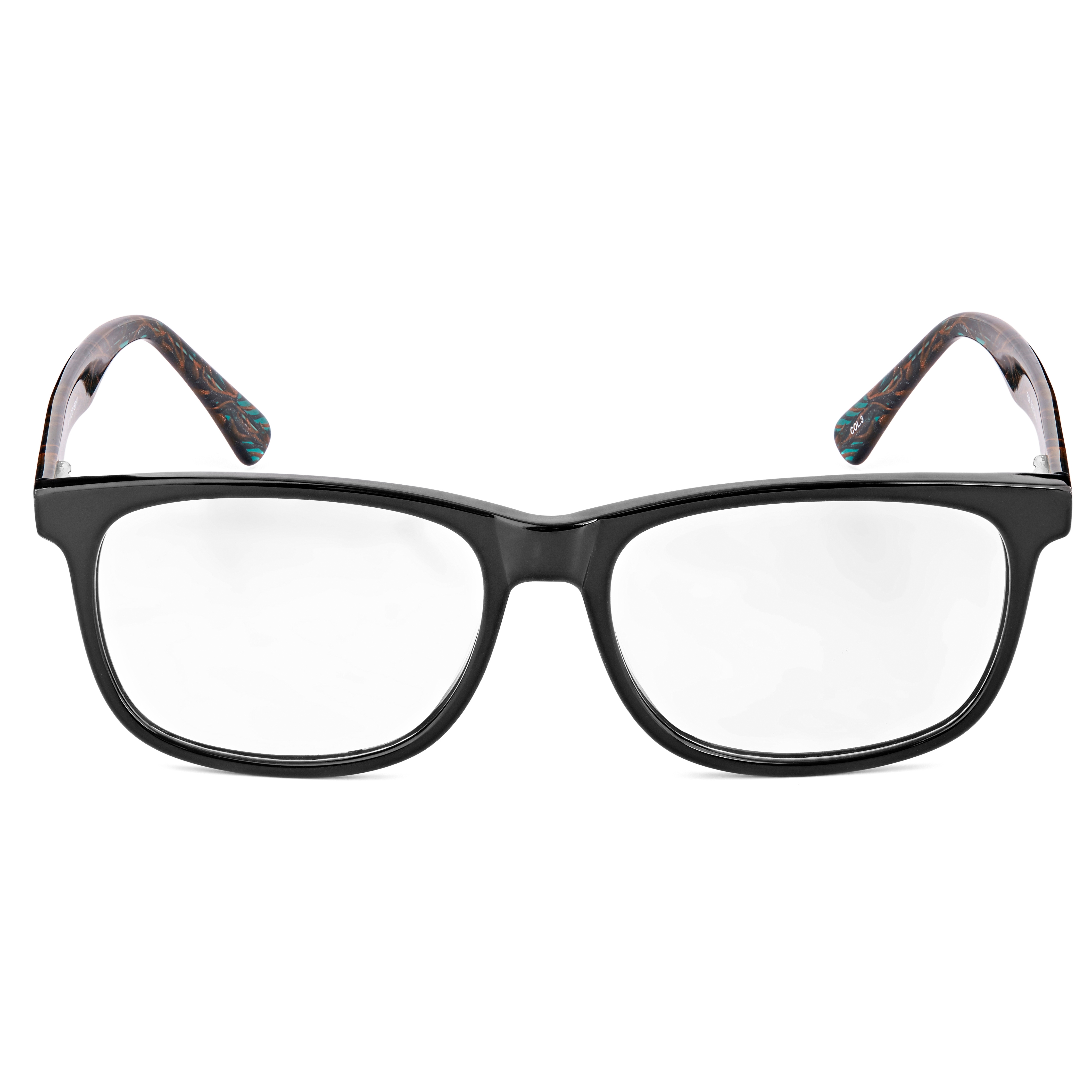 Patterned Black Frame Glasses - 1