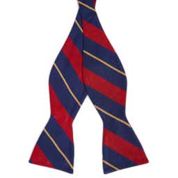 Burgundy & Navy Stripe Silk Self-Tie Bow Tie