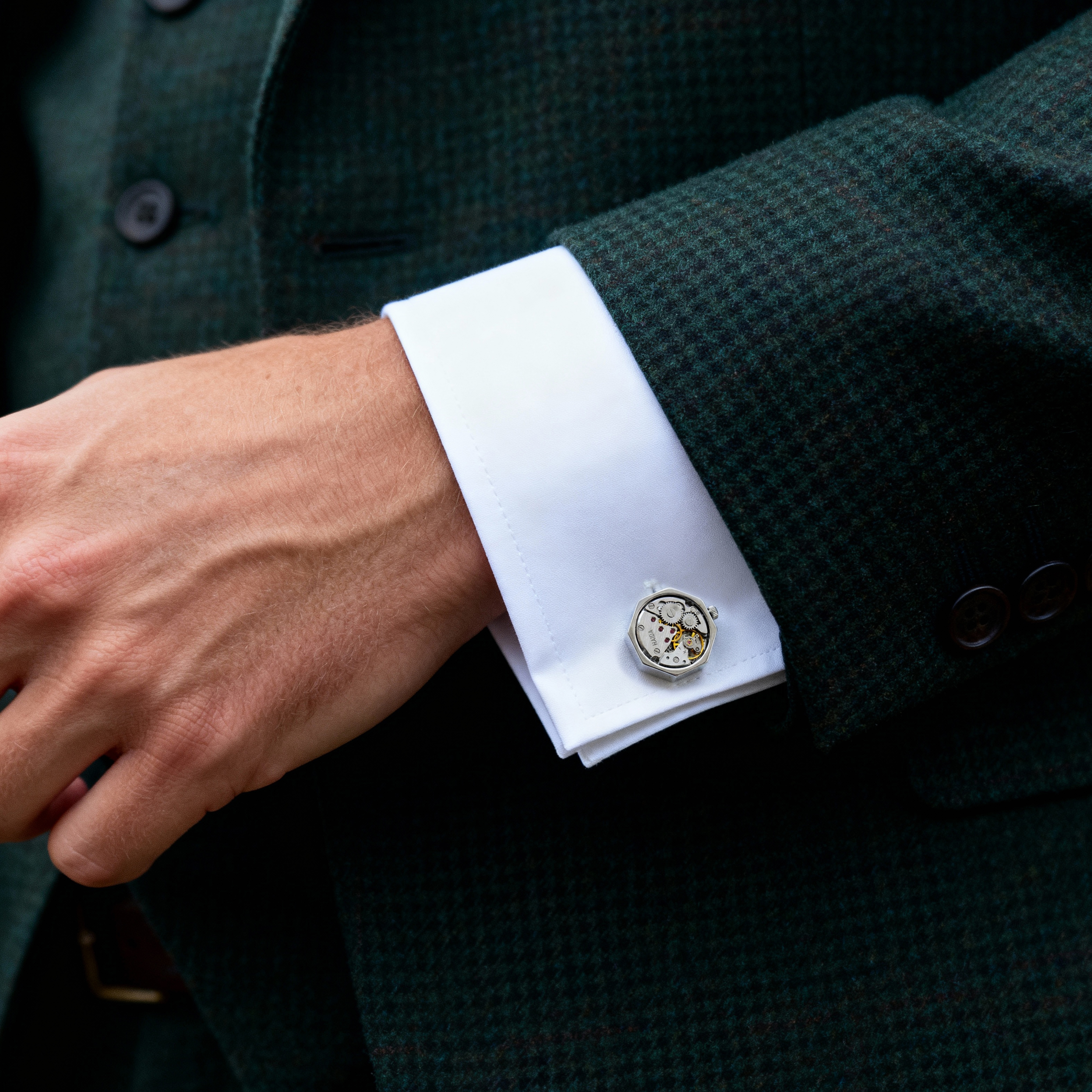 Zilverkleurige Mechanische Manchetknopen - 4