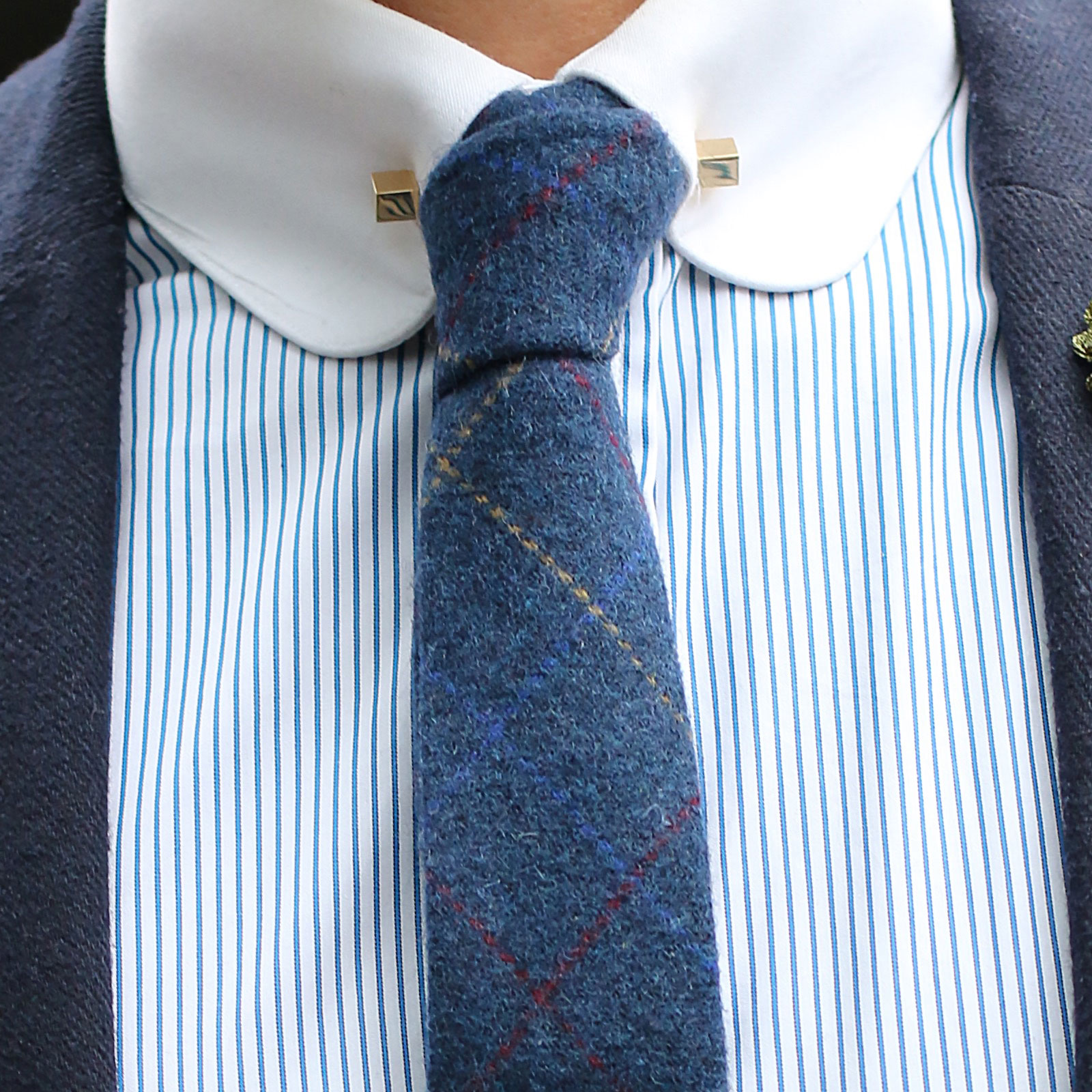 Blue Chequered Handmade Tie - 3