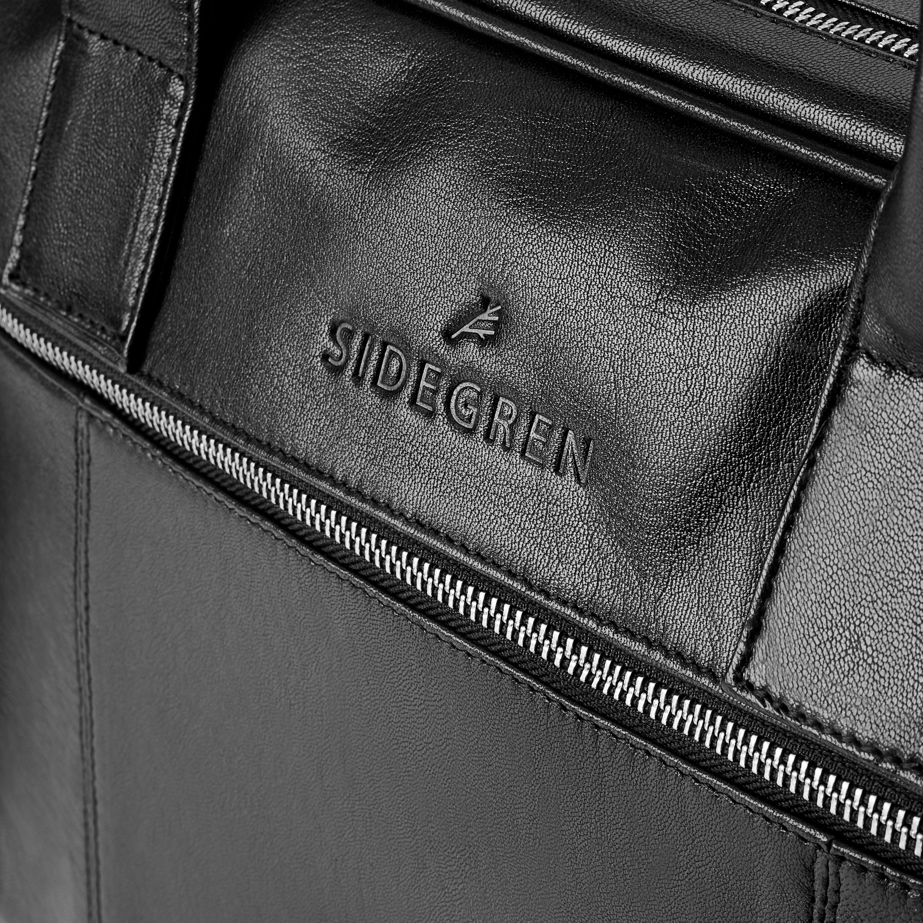 Fidei | Black Full Grain Goat Leather Laptop Bag - 8