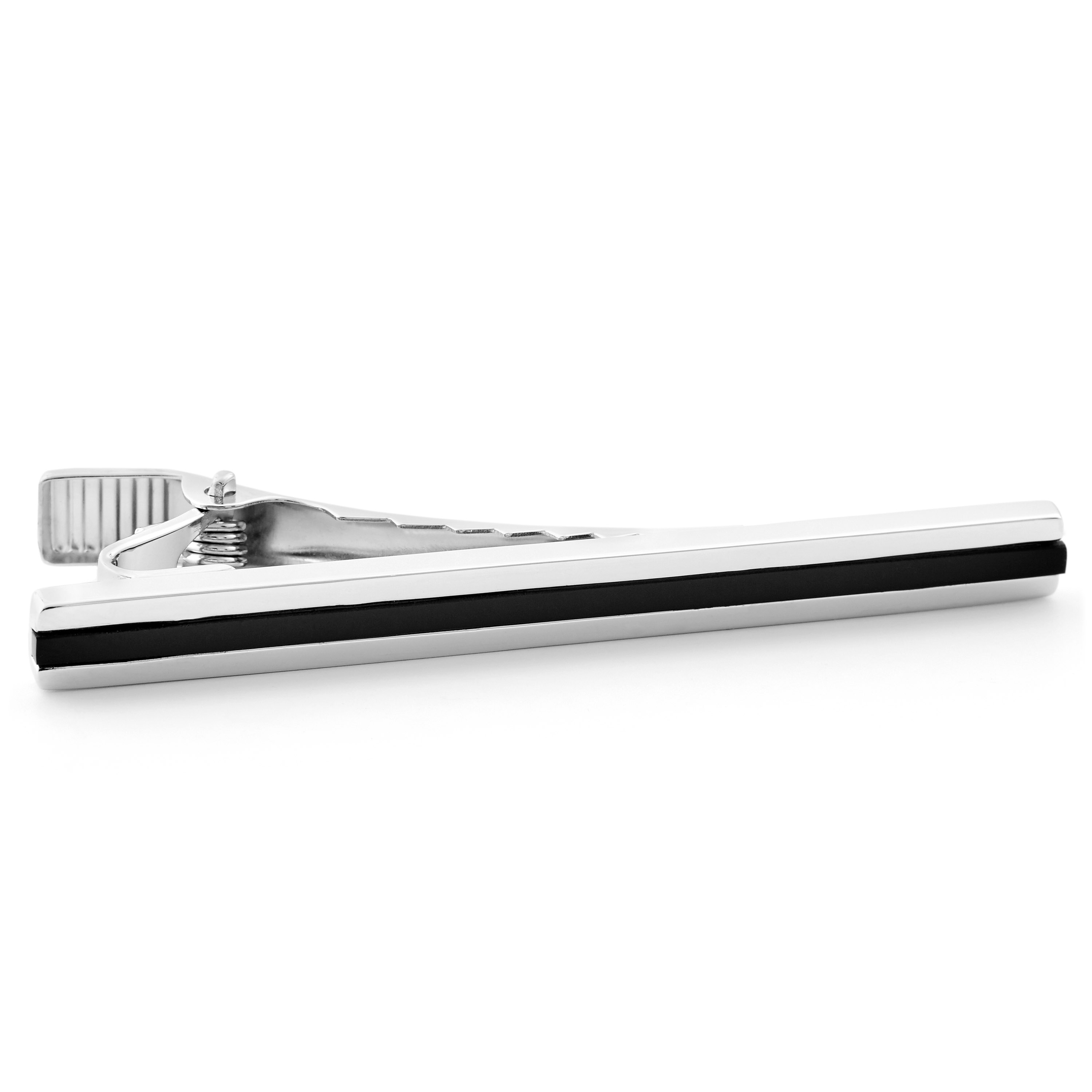 Long Stone Strip 925s Silver Tie Clip - 1