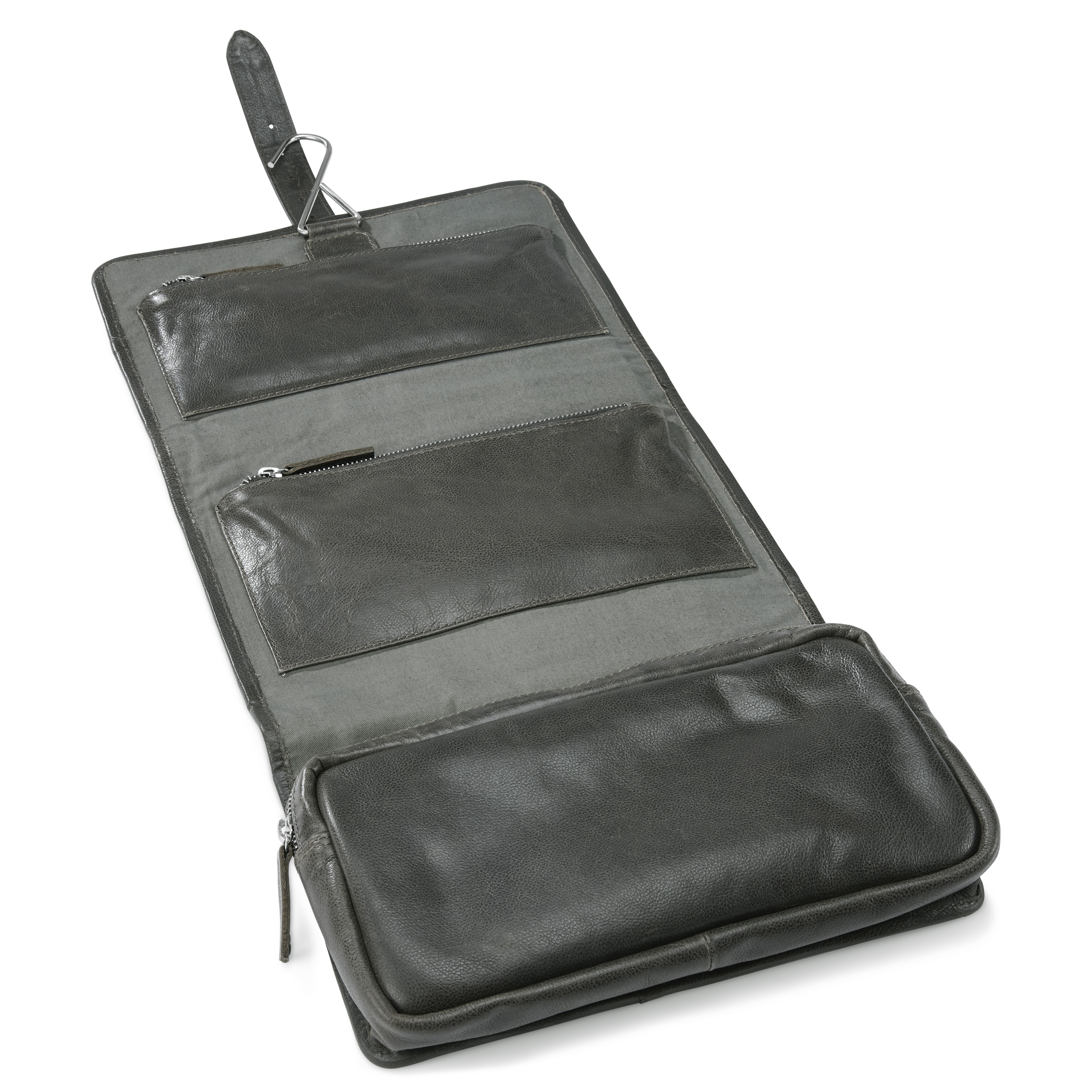 Licio Utbrettbar Brungrå Toalettmappe av Skinn - 5