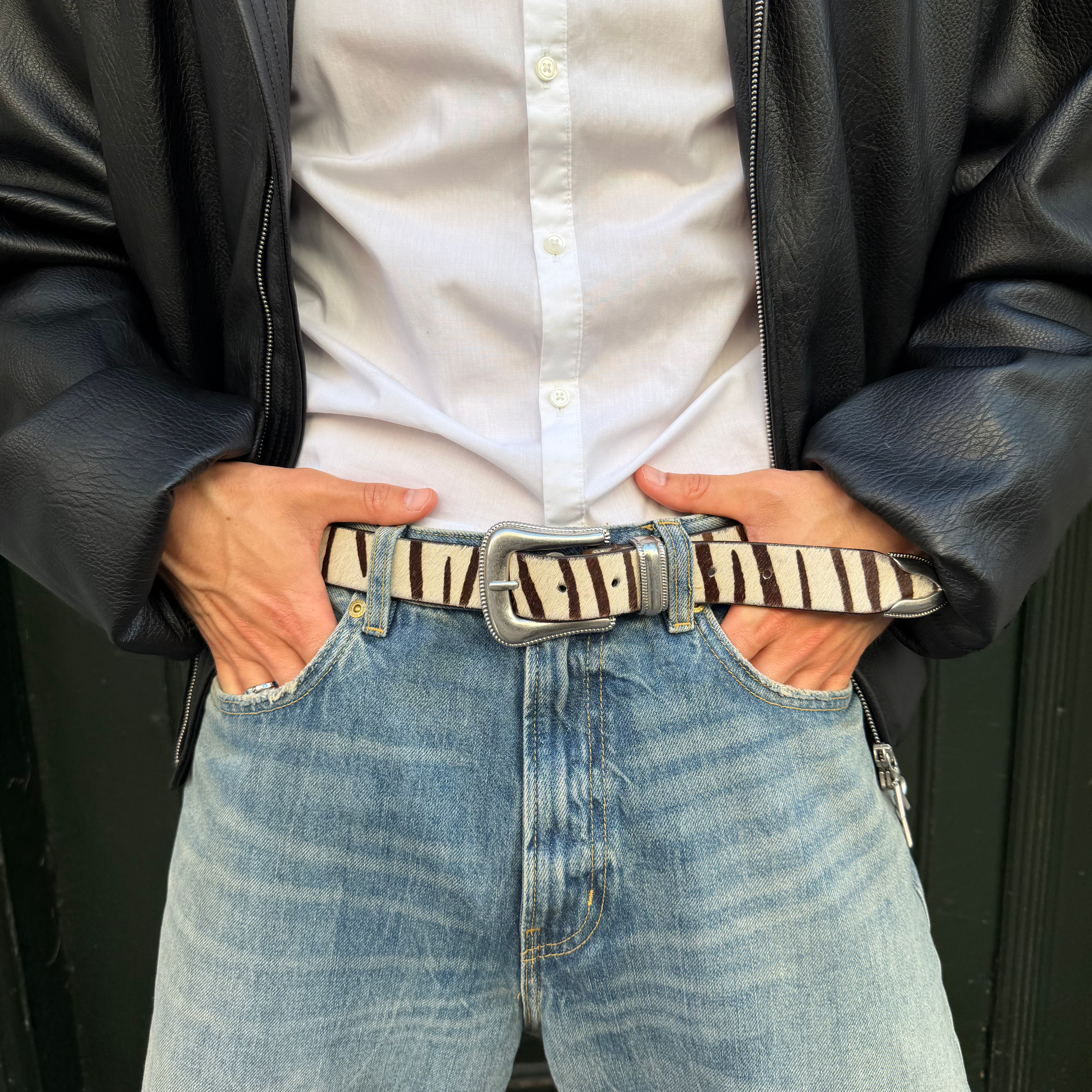 The Intro | Ceinture en cuir imprimé zèbre - 4