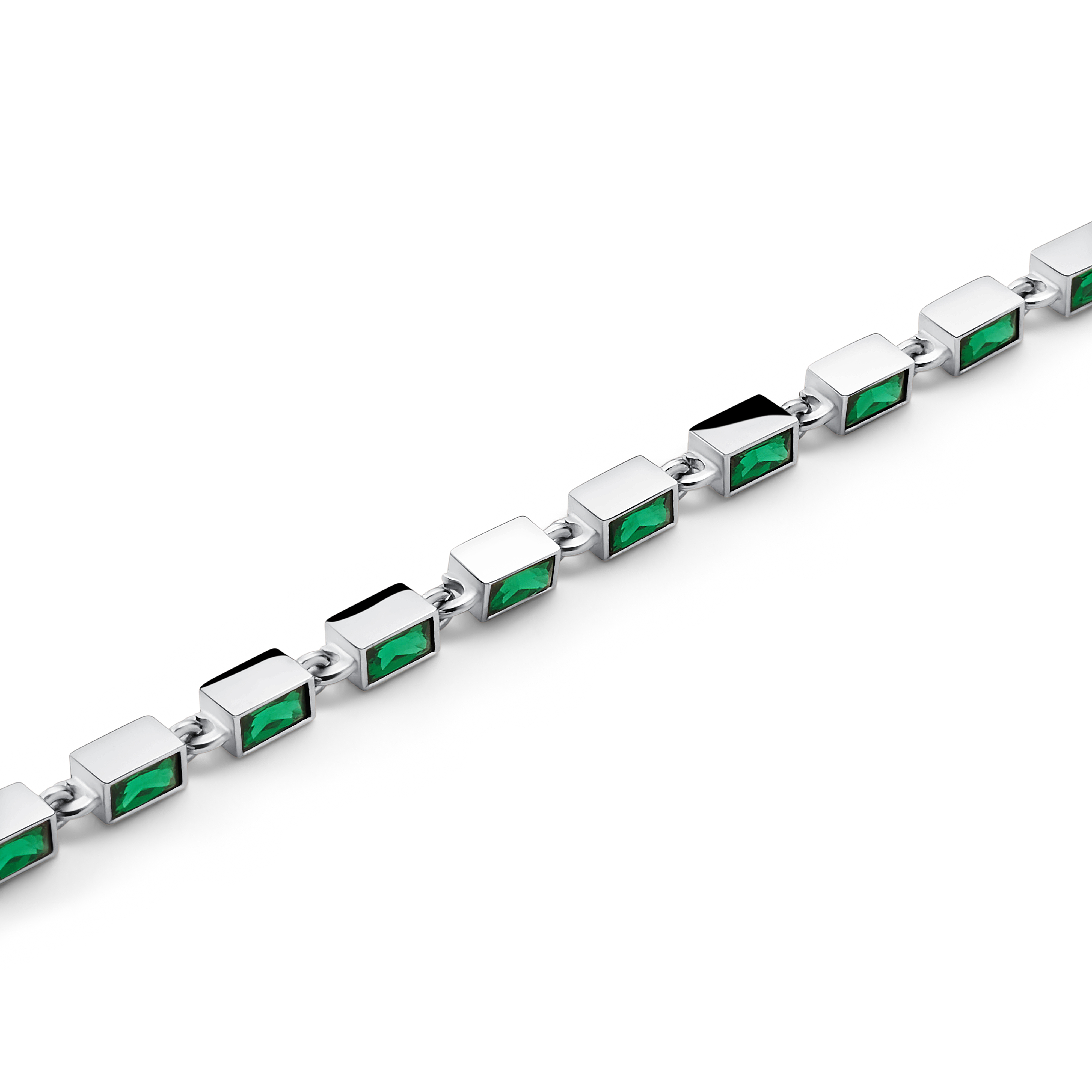 Facet | Silvertonat armband med smaragdgröna kristallglasstenar - 3