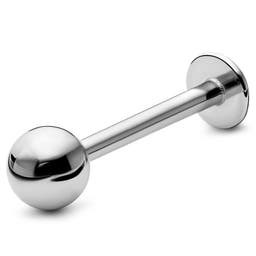3/8" (10 mm) Silver-Tone Ball-Tipped Surgical Steel Labret Stud