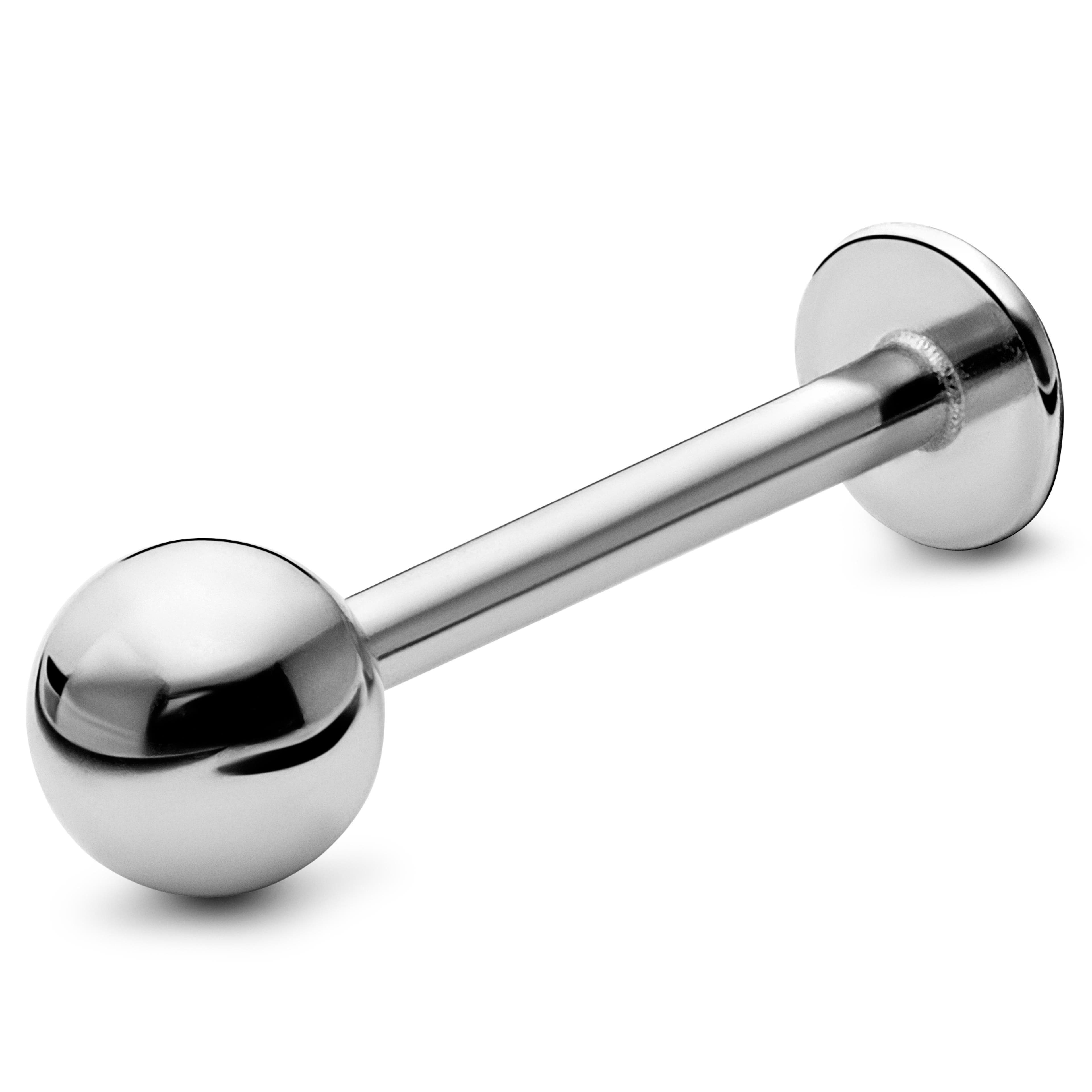 10mm piercing labret s kuličkou z chirurgické oceli stříbrné barvy
