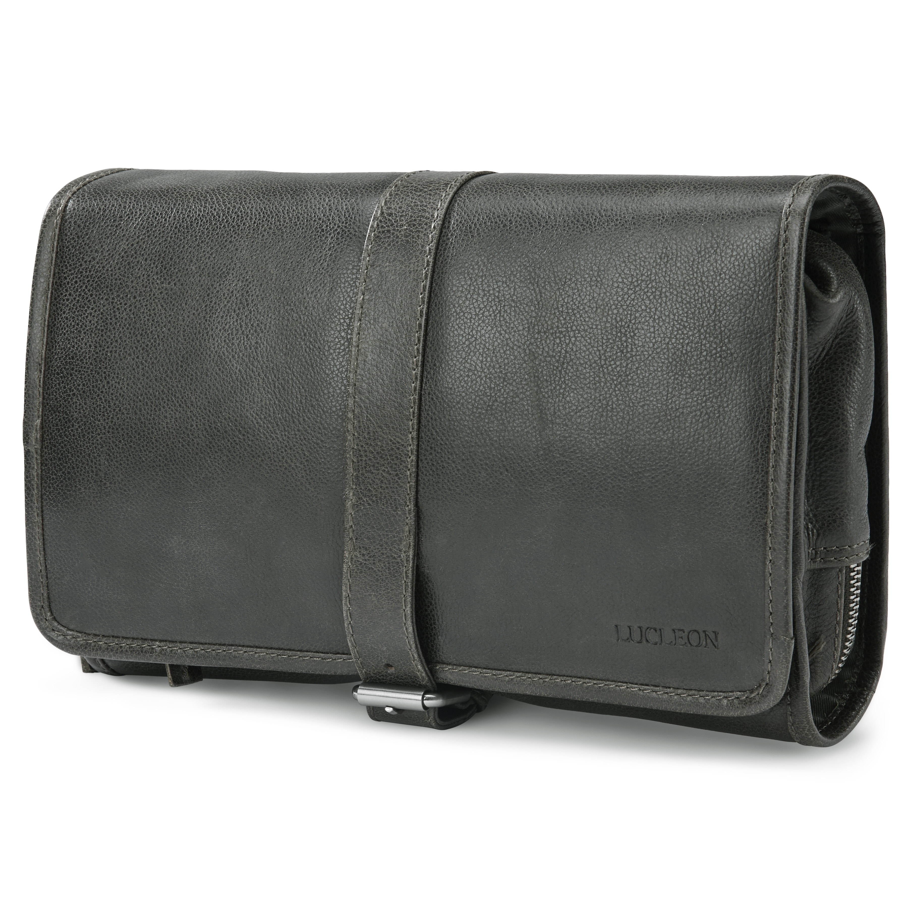 Licio Utbrettbar Brungrå Toalettmappe av Skinn - 1