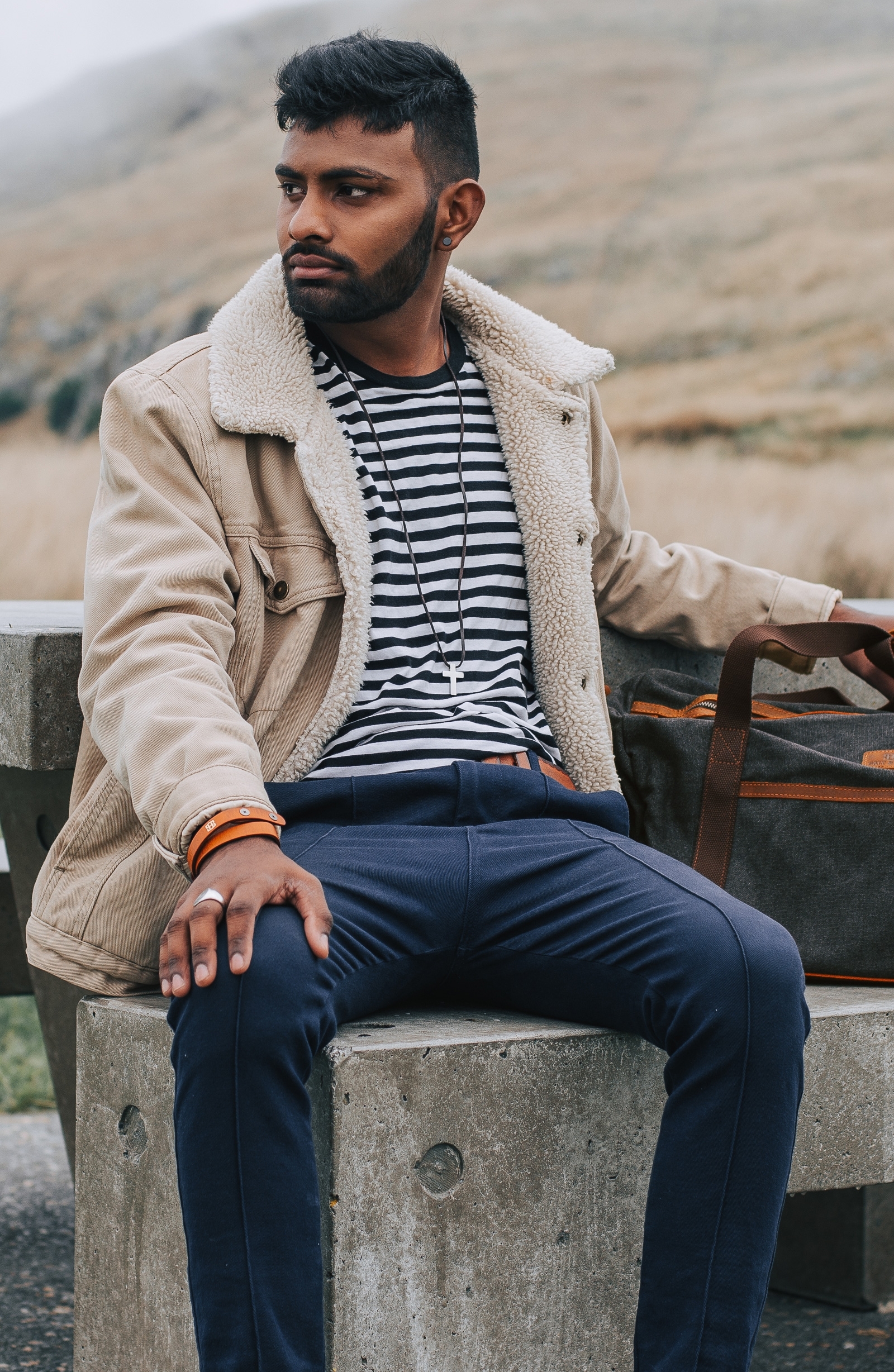 Gaiši brūna Jackson ādas rokassprādze - 5