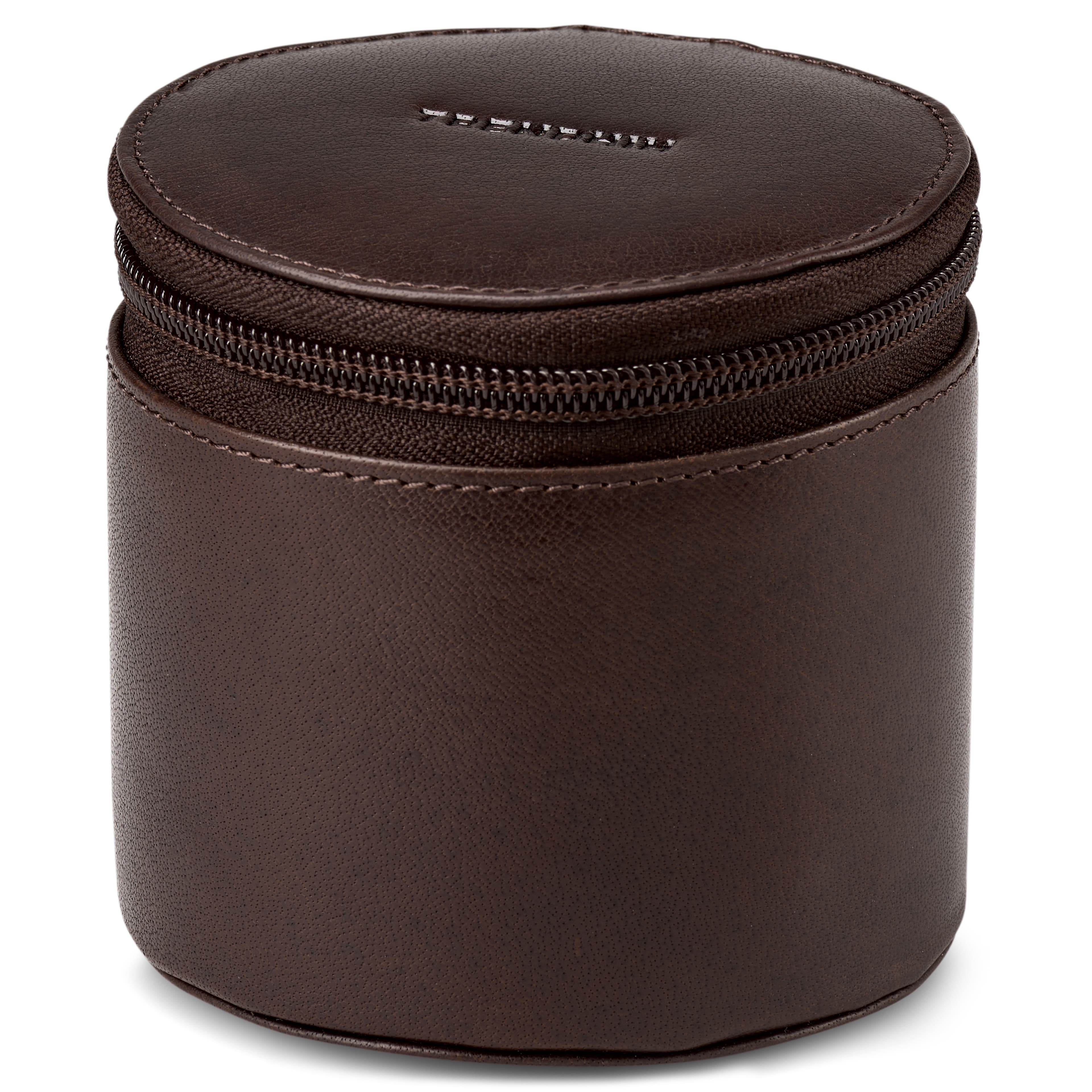 Dark Brown Buffalo Leather Tie Travel Carrying Case Dark Brown Buffalo Leather Tie Travel Carrying Case