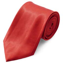 Basic Wide Shiny Red Polyester Tie