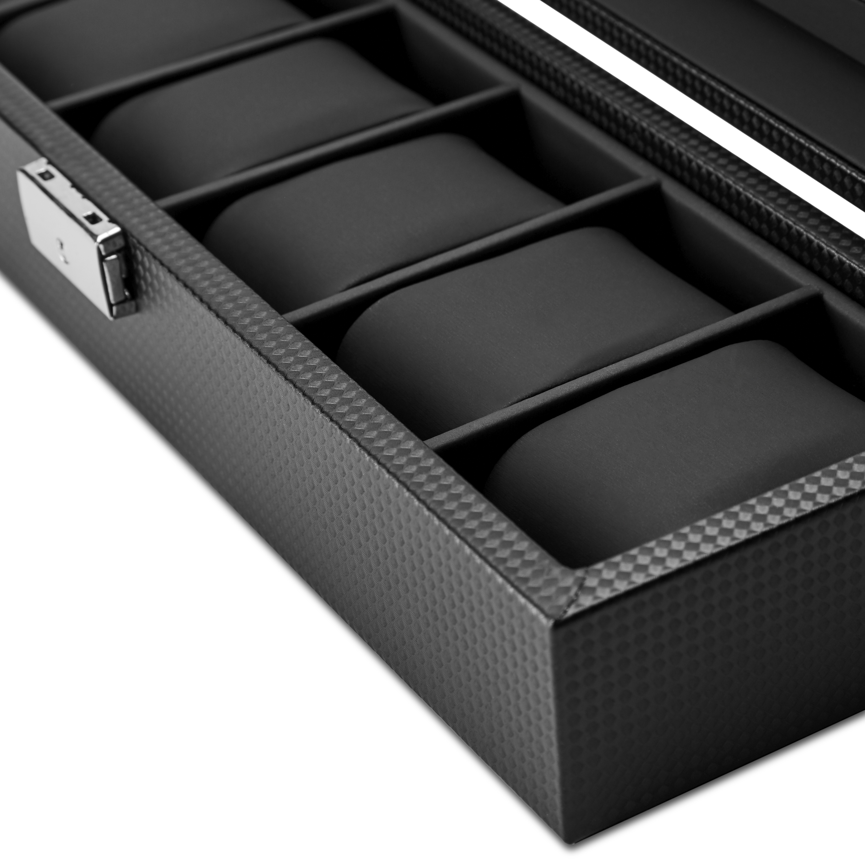 Mini Black Faux Leather Watch Box - 6 Watches - 6