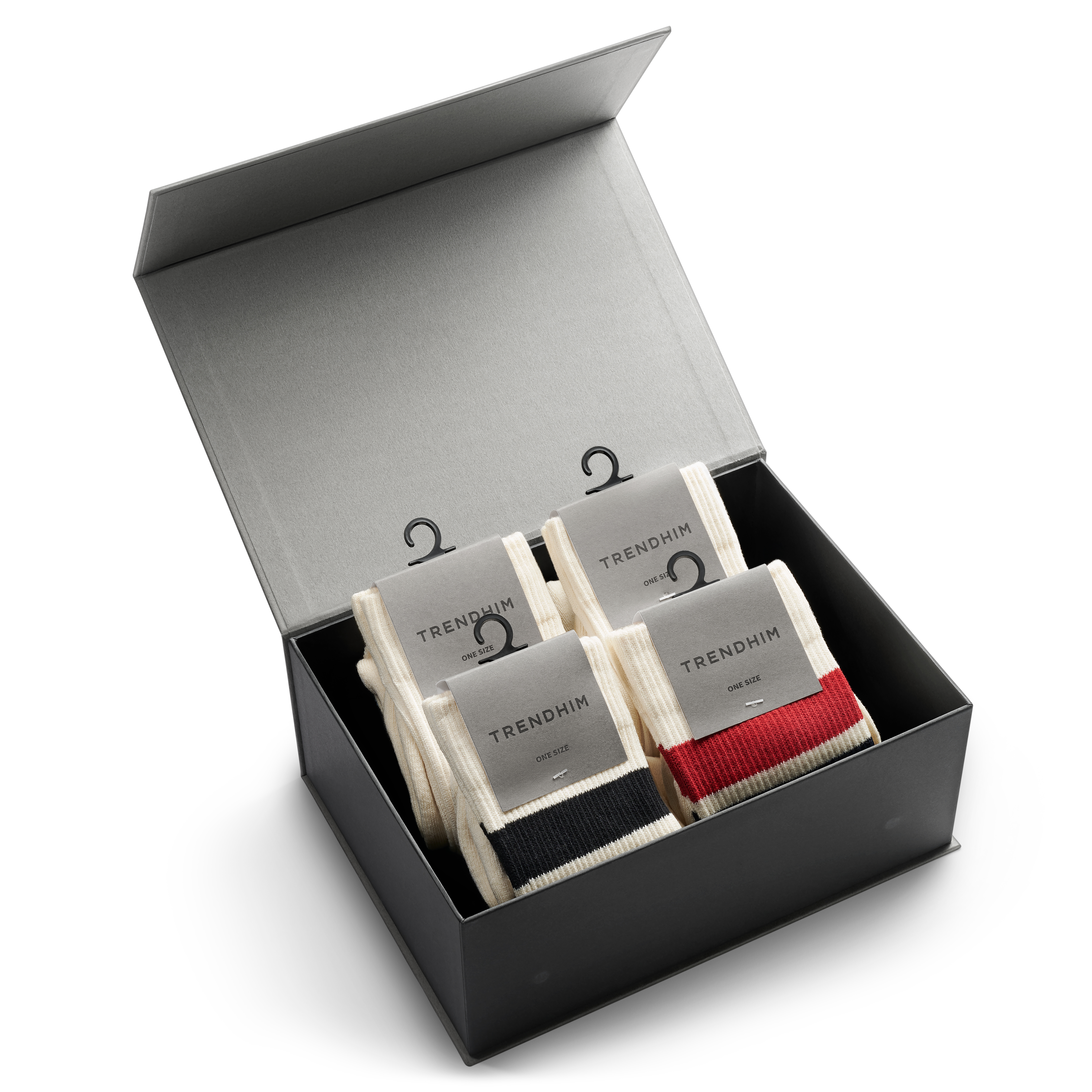 DryFeel | Tennissokker i Bomuld Gaveæske | Antikhvid & Stribet - 1