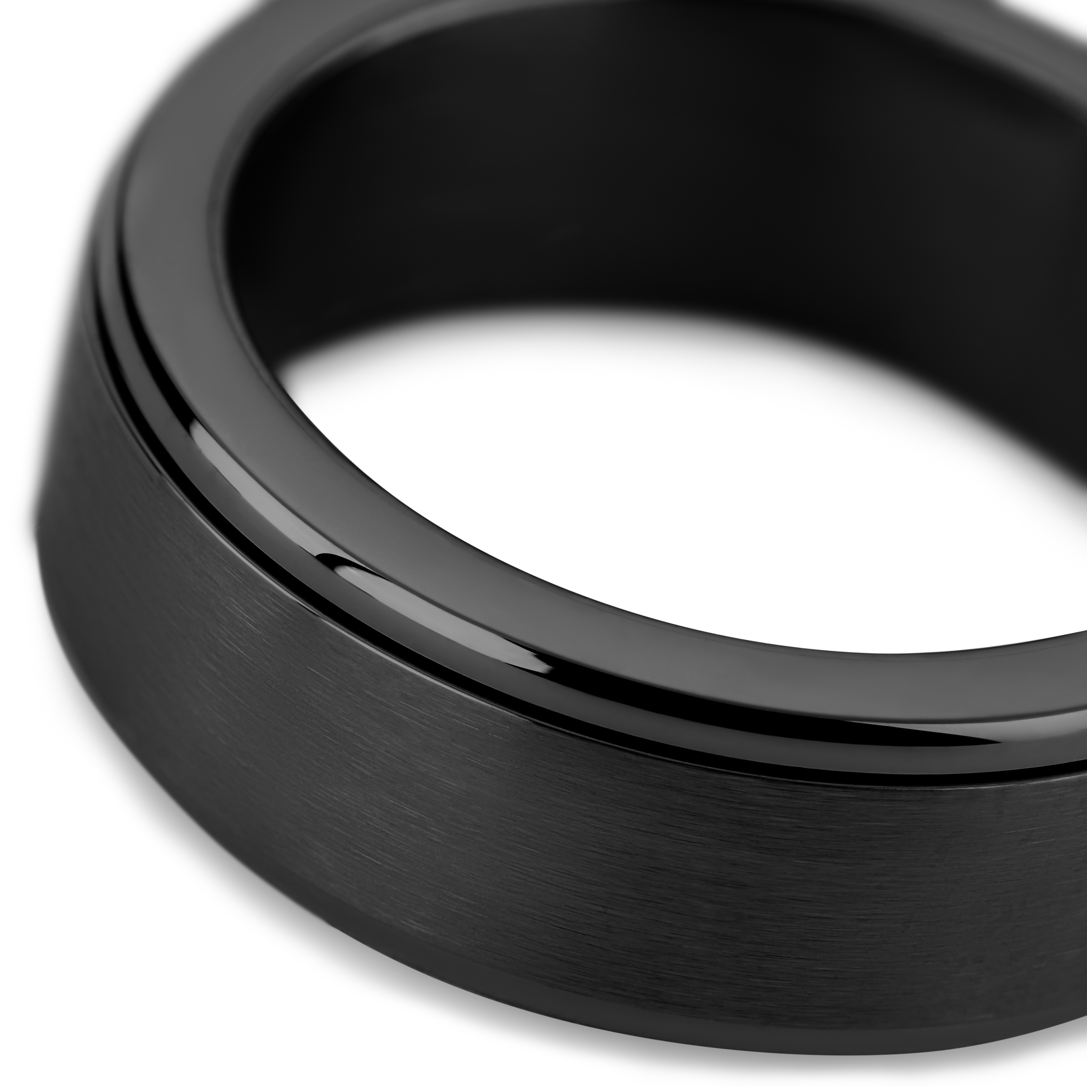 Enthumema | 8 mm Brushed Black Stainless Steel Fidget Ring - 3