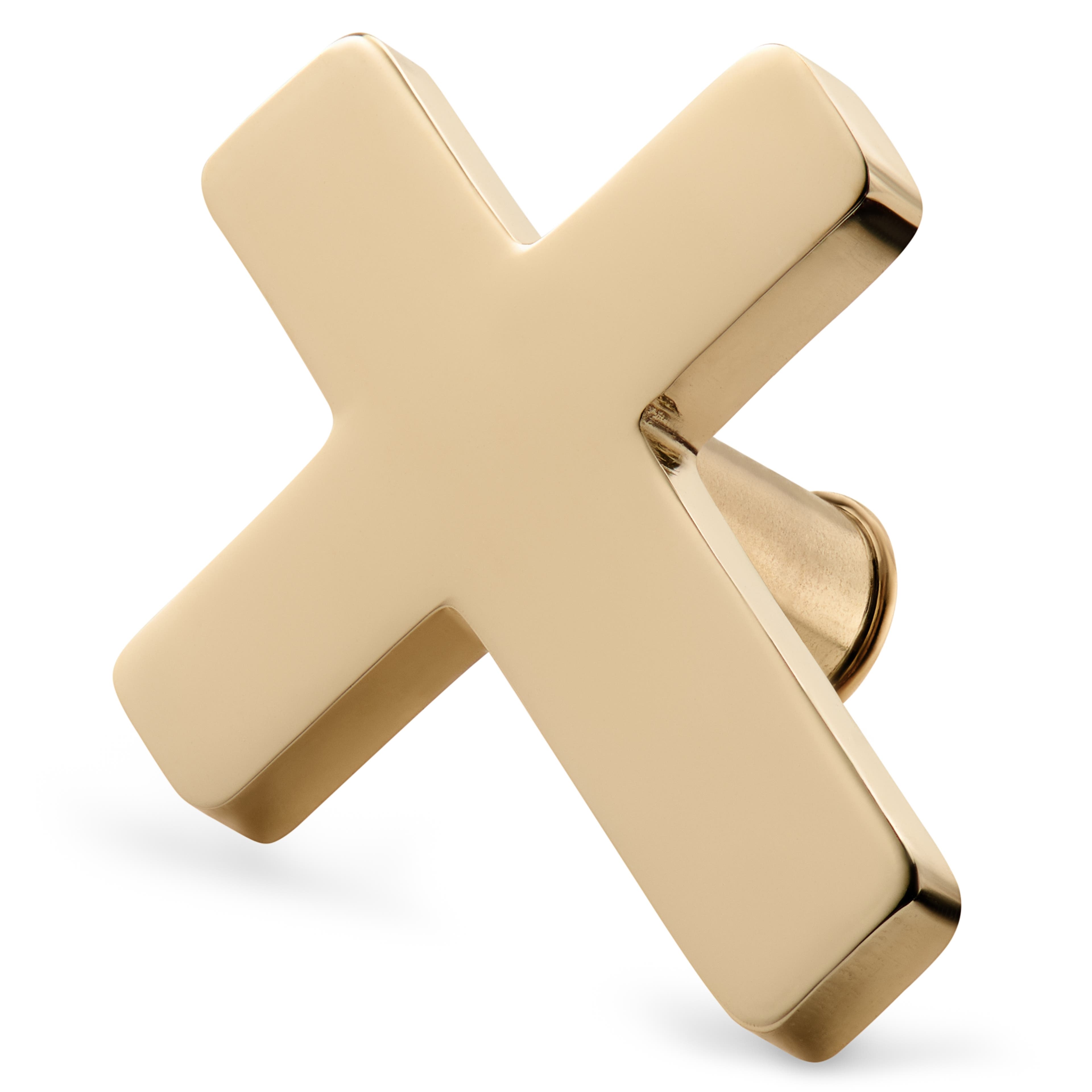 Gold-tone Stainless Steel Cross Watch Charm