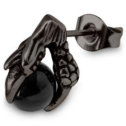 Gunmetal Stainless Steel & Black Onyx Claw Stud Earring