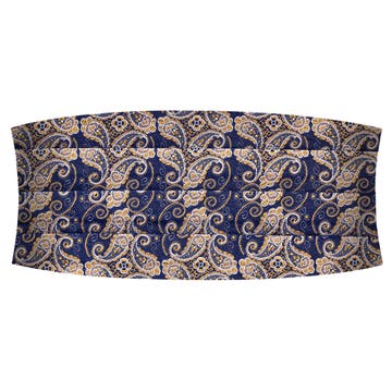 Blå & Guld Paisley Silkeskærf Blå & Guld Paisley Silkeskærf