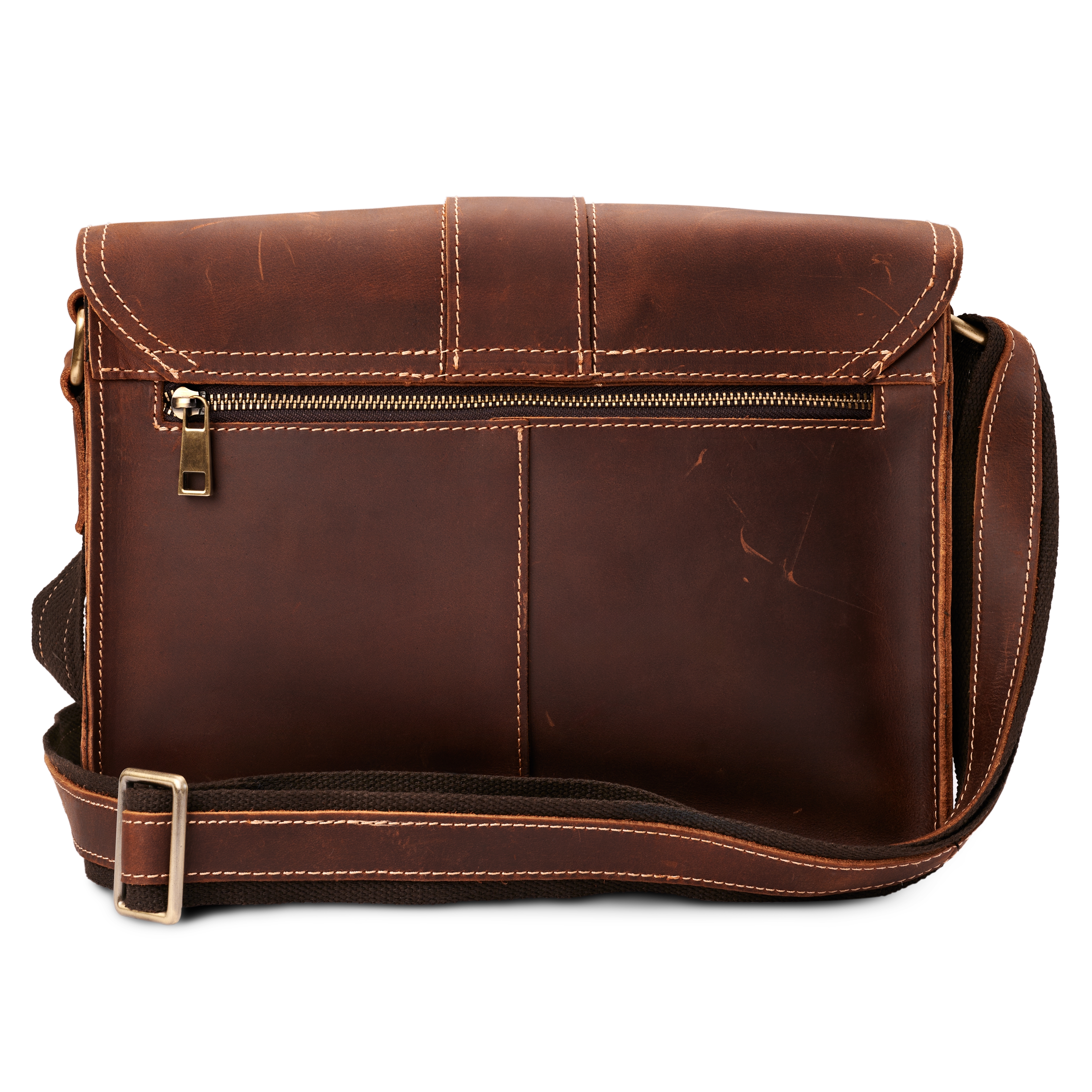 Dunkelbraune Ledertasche mit Abnutzung - 4