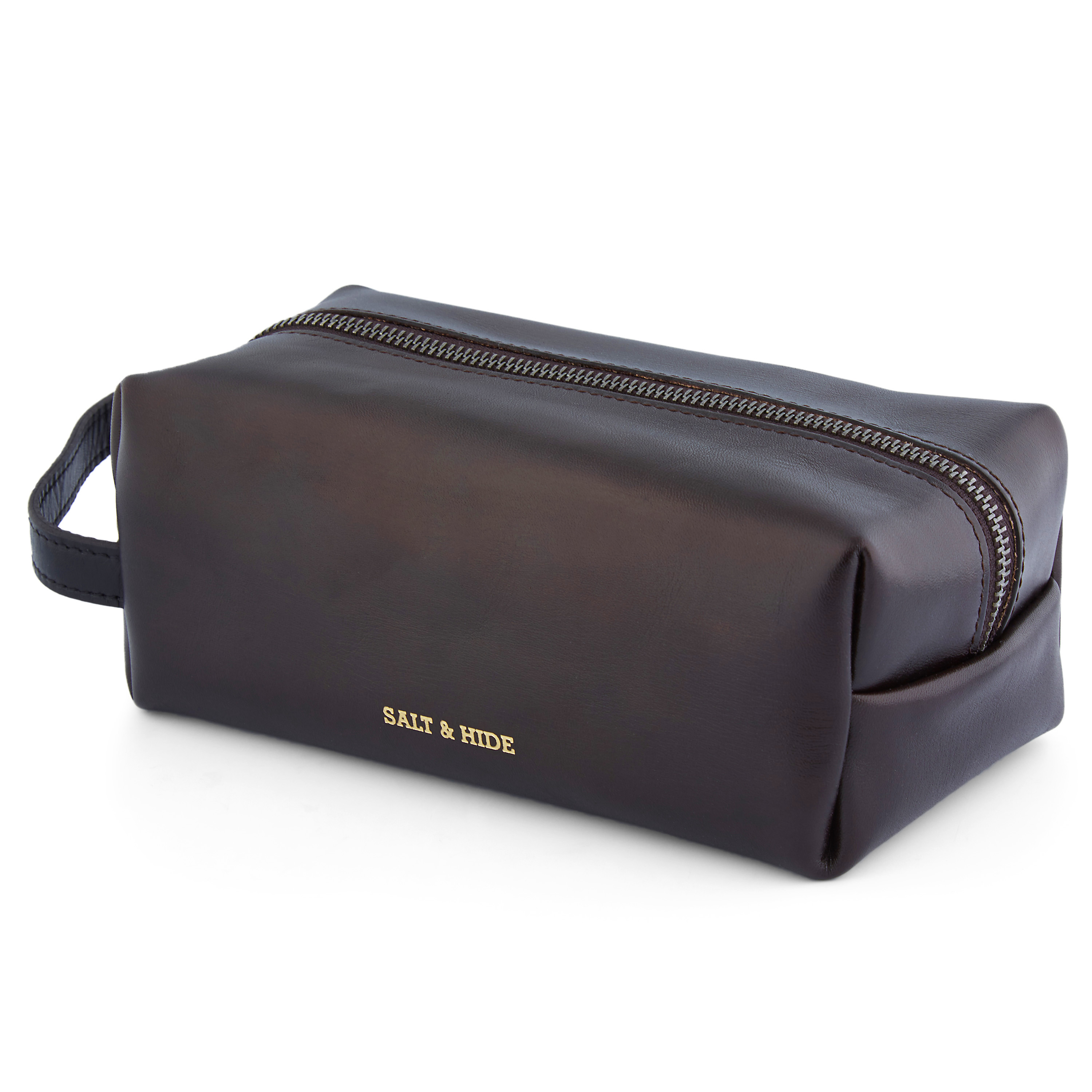 Kaffeebrauner Leder Kulturbeutel - 1