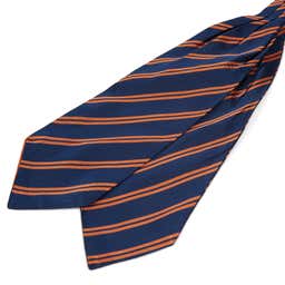 Orange Twin Stripe Navy Silk Cravat