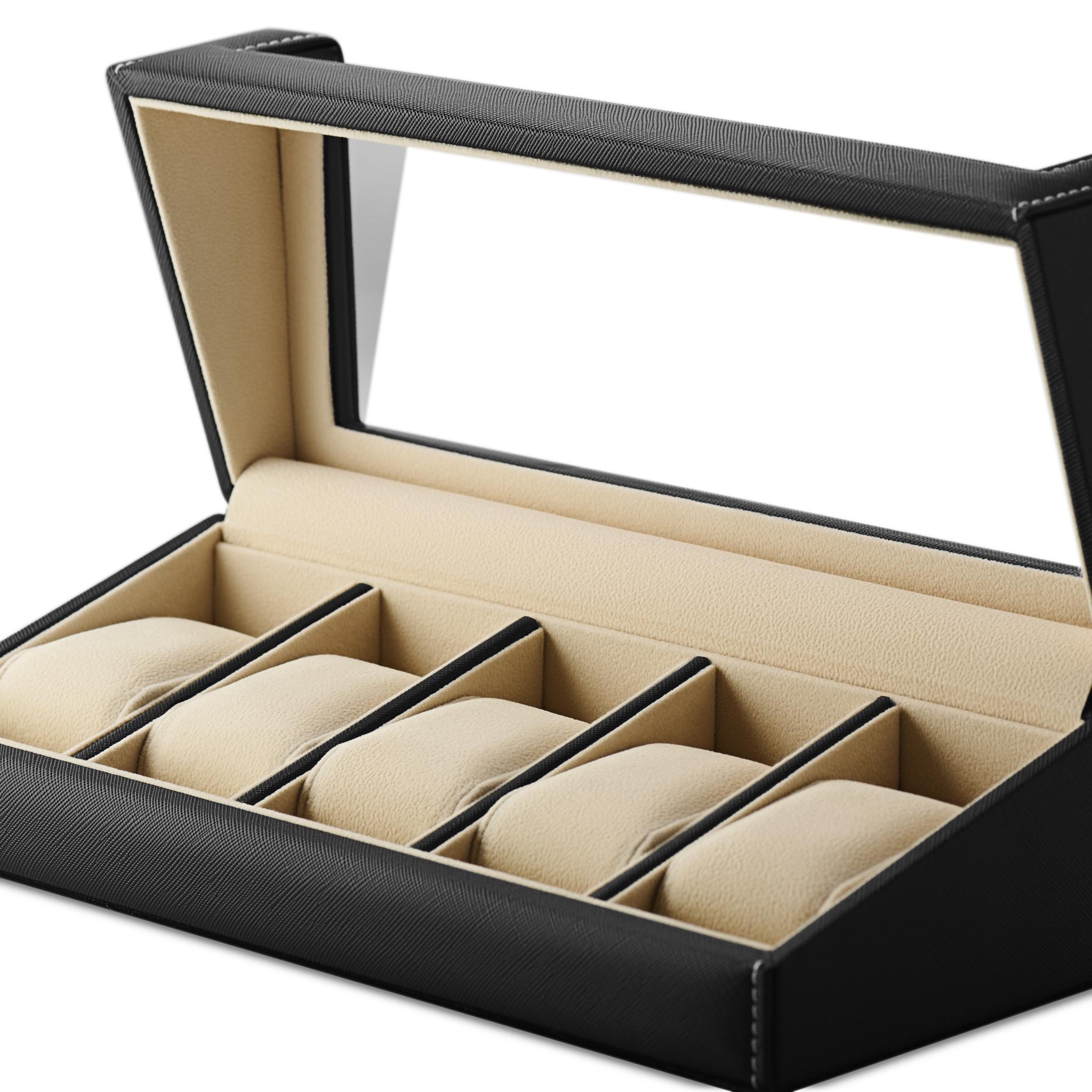 Watch Box Card Box 5 Slot Black Leather Watch Box | Trendhim | Free shipping