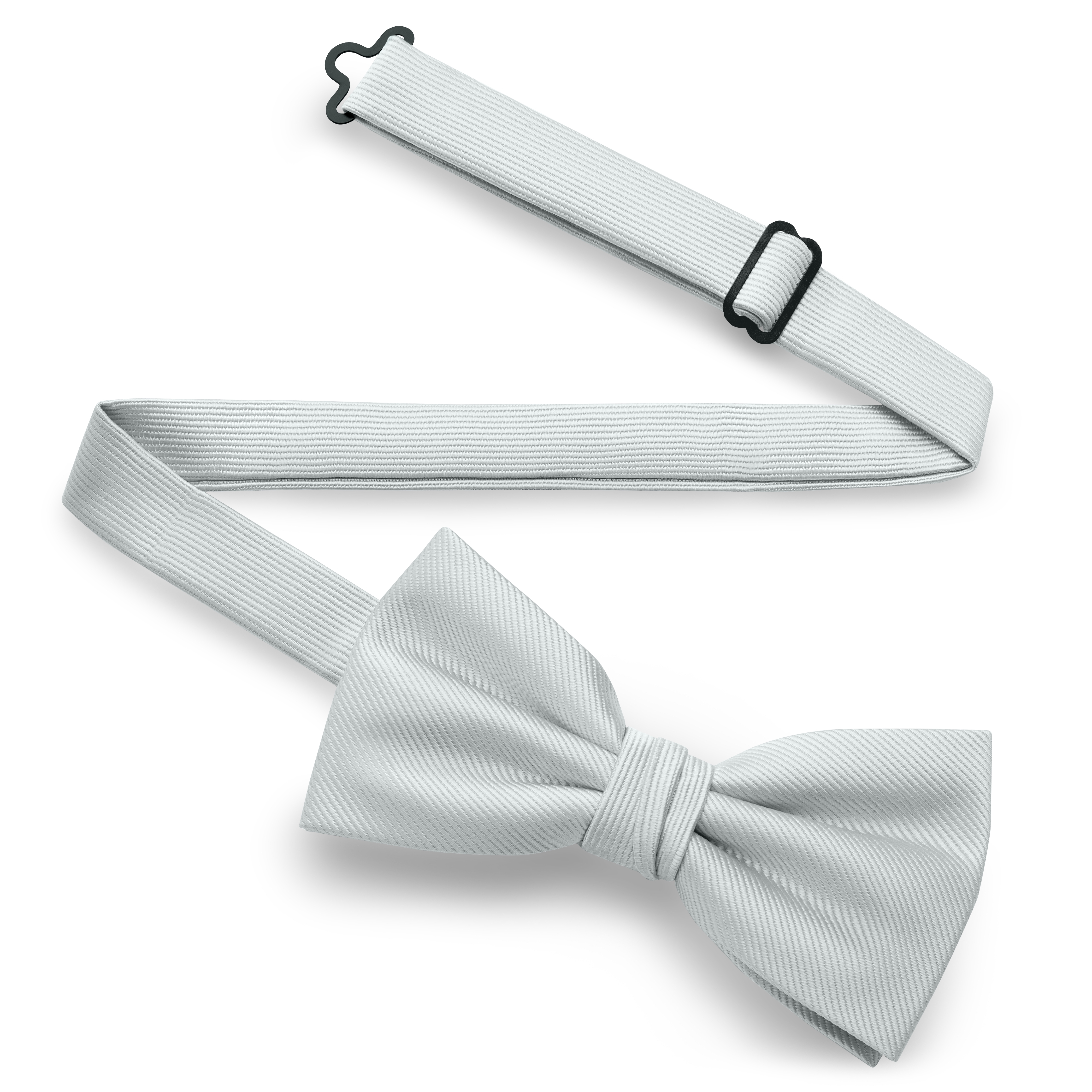 Silberfarbene vorgebundene Fliege aus Grosgrain - 3