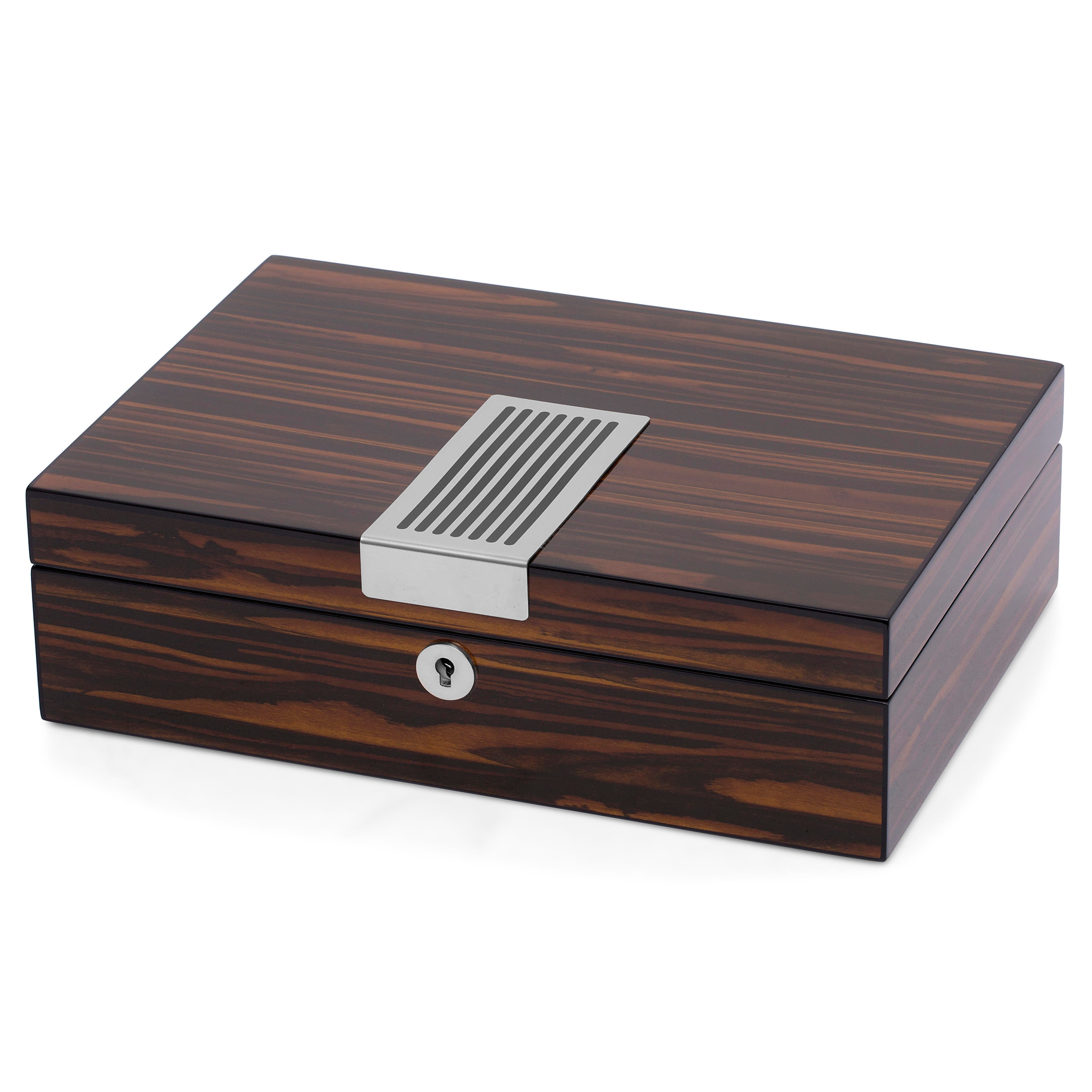 Дървена кутия от абанос и кадифе за 8 часовника