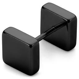 Fekete négyzet alakú bedugós fülbevaló - 8 mm