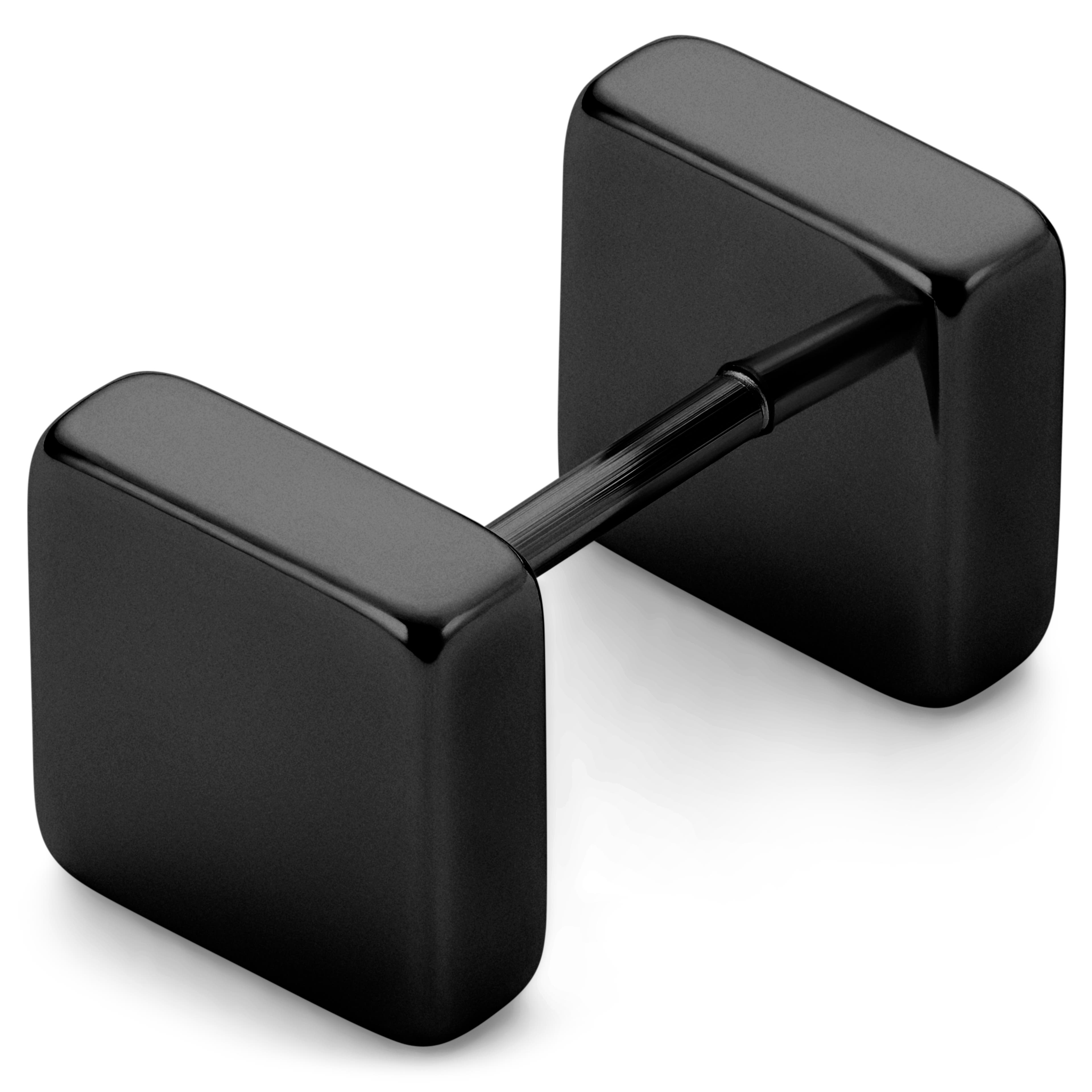 8 mm Black Stainless Steel Square Stud Earring