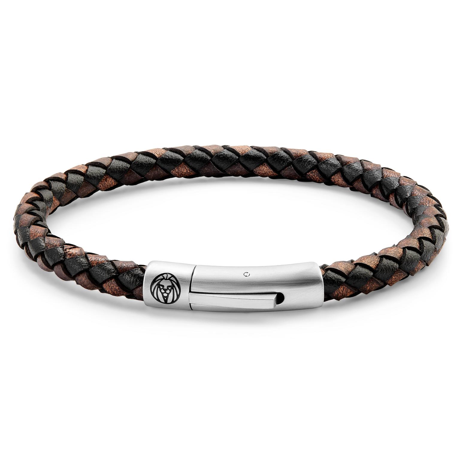 Pulsera de cuero negro vintage de 6 mm Collins Pulsera de cuero negro vintage de 6 mm Collins