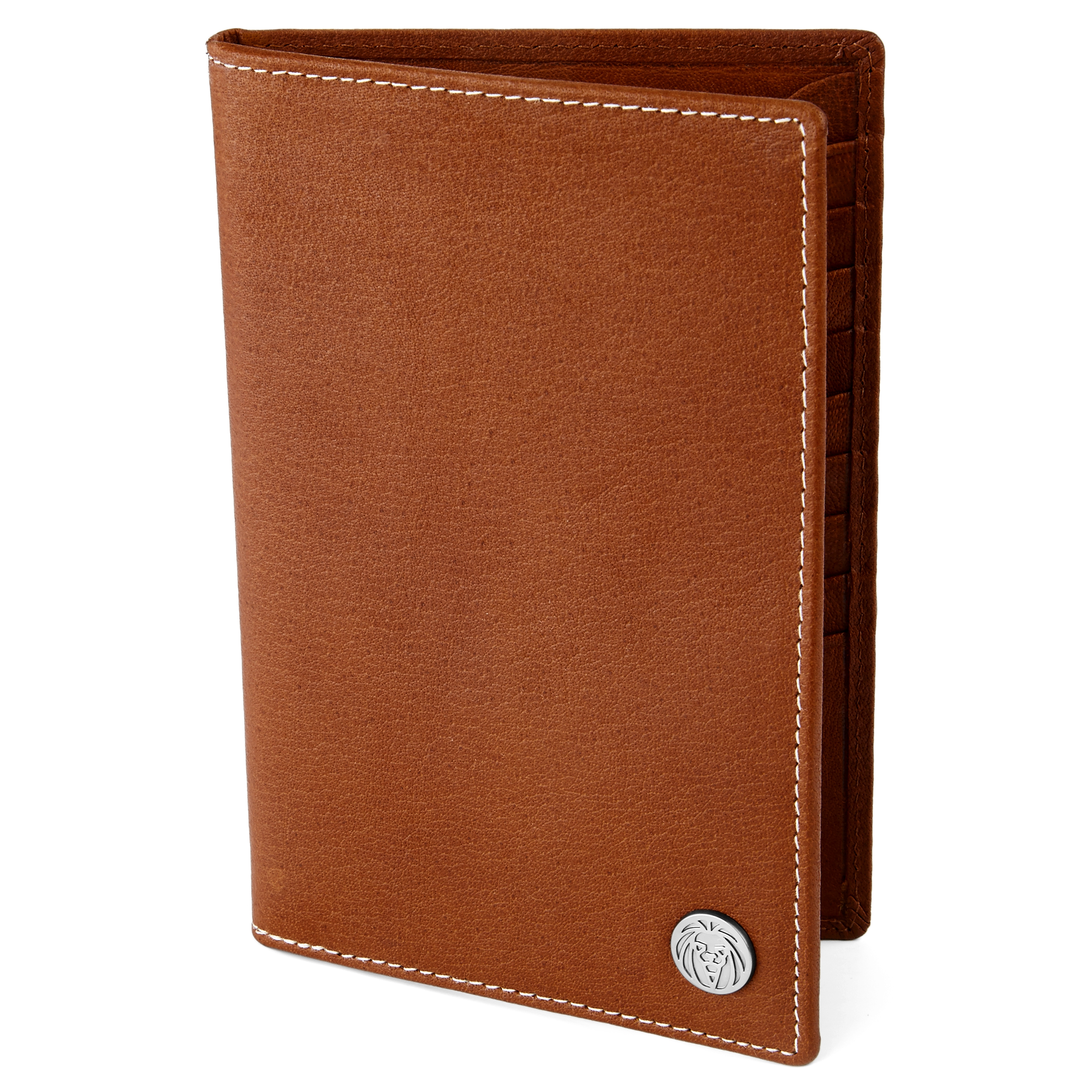 Cartera de viaje grande con tarjetero de cuero canela Oxford  - 1