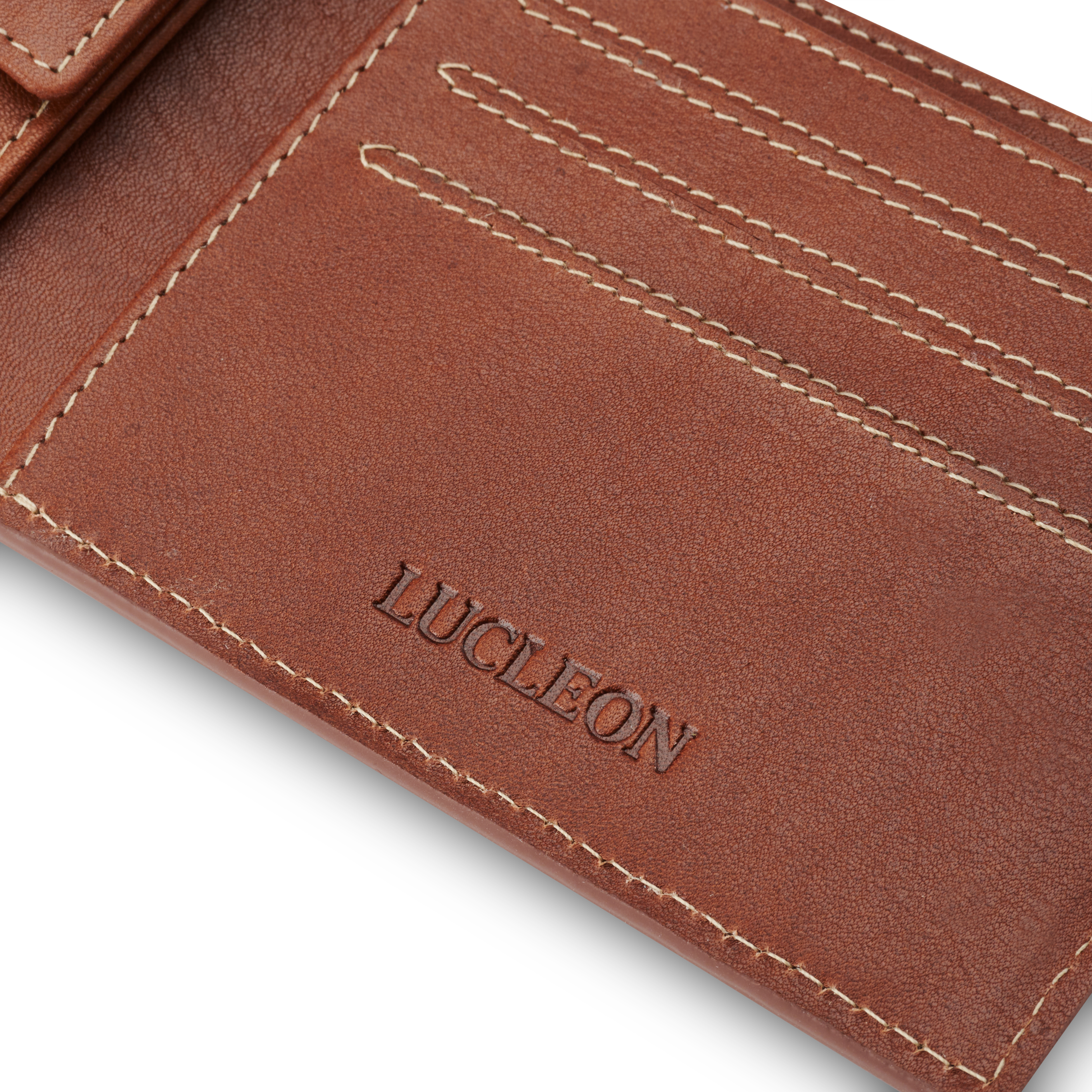 Portefeuille en cuir havane Fabi  - 10