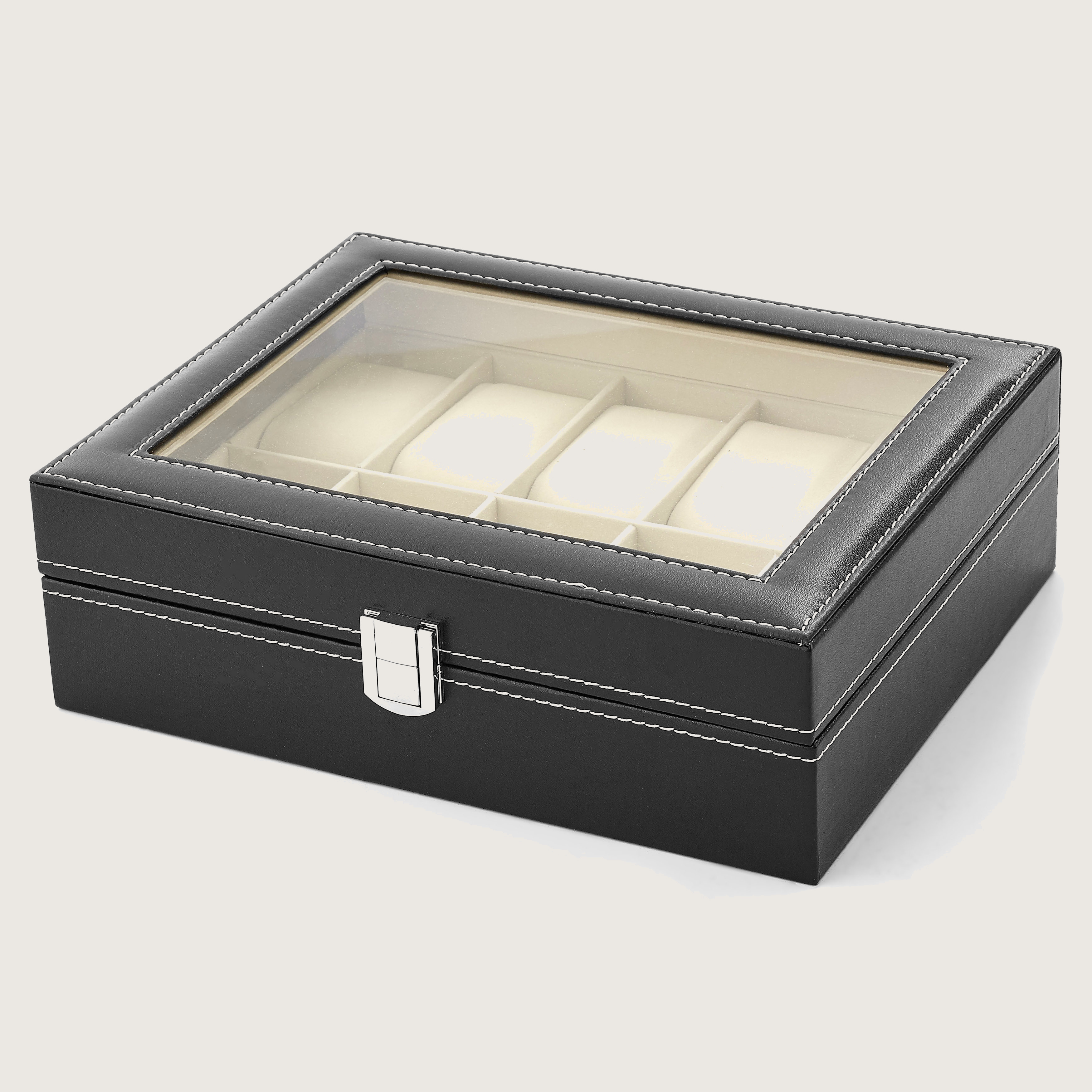 Portaorologi Readaeer 10 Posti - Scatola Con Vetro Trasparente, Serratura E Cuscini Rimovibili - Elegante E Pratica - Foto 7