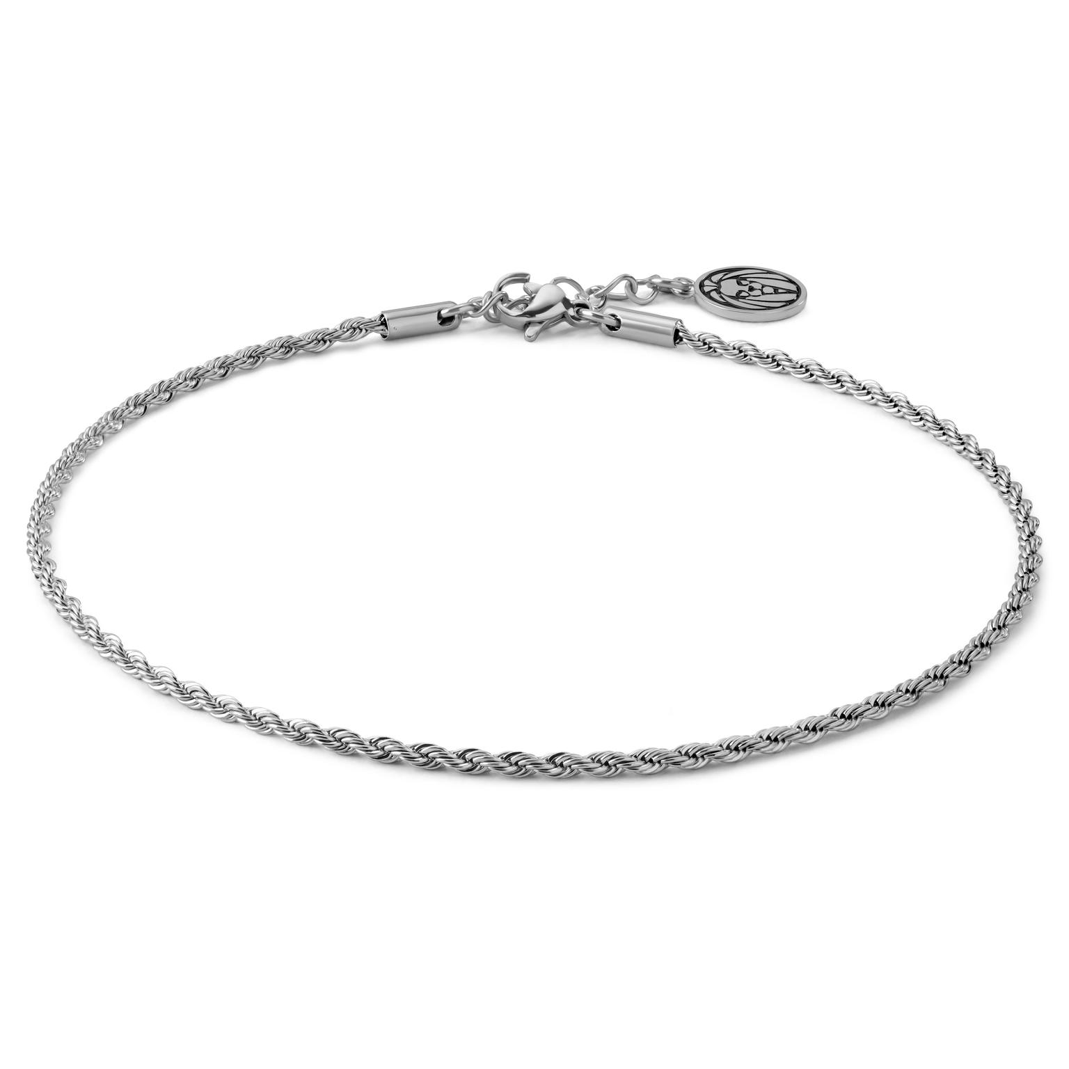 Silver-Tone Stainless Steel Rope Chain Men's Anklet Silver-Tone Stainless Steel Rope Chain Men's Anklet