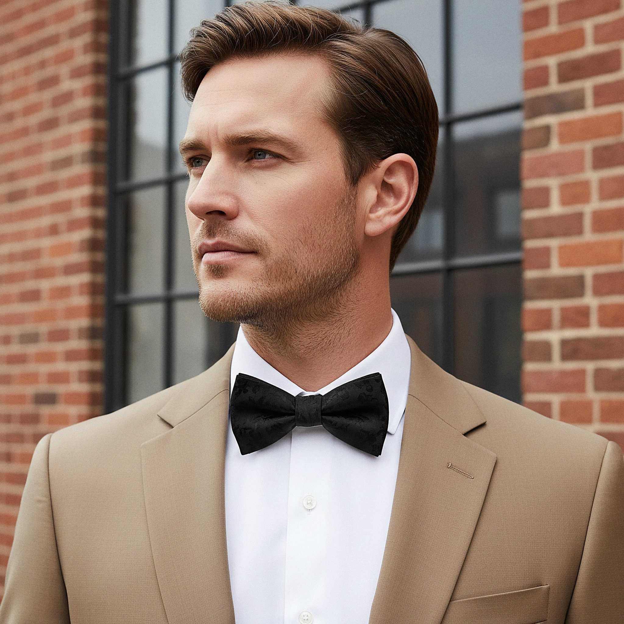 Noeud papillon noir floral - 3