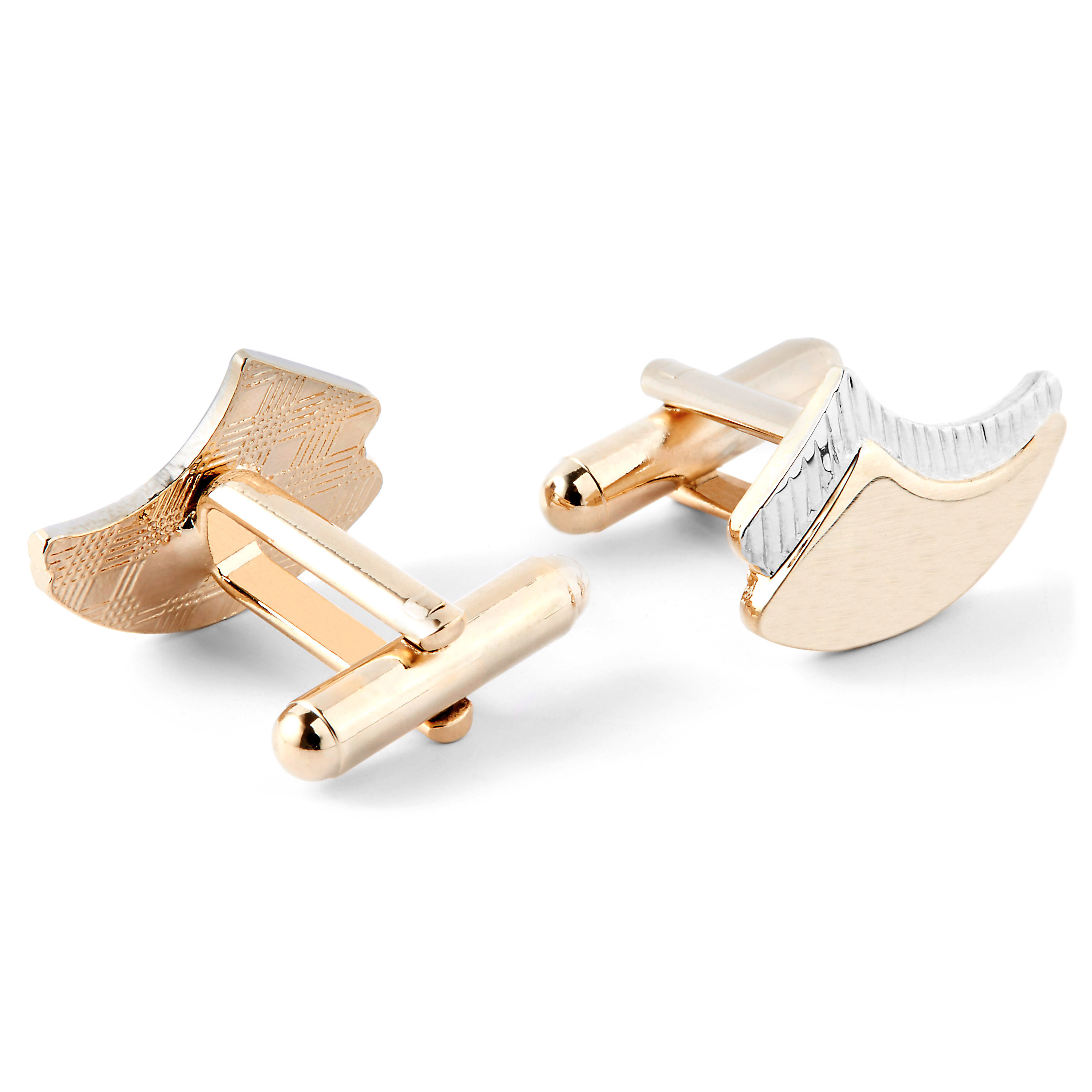 Boutons de manchette or et argent ondulés - 2