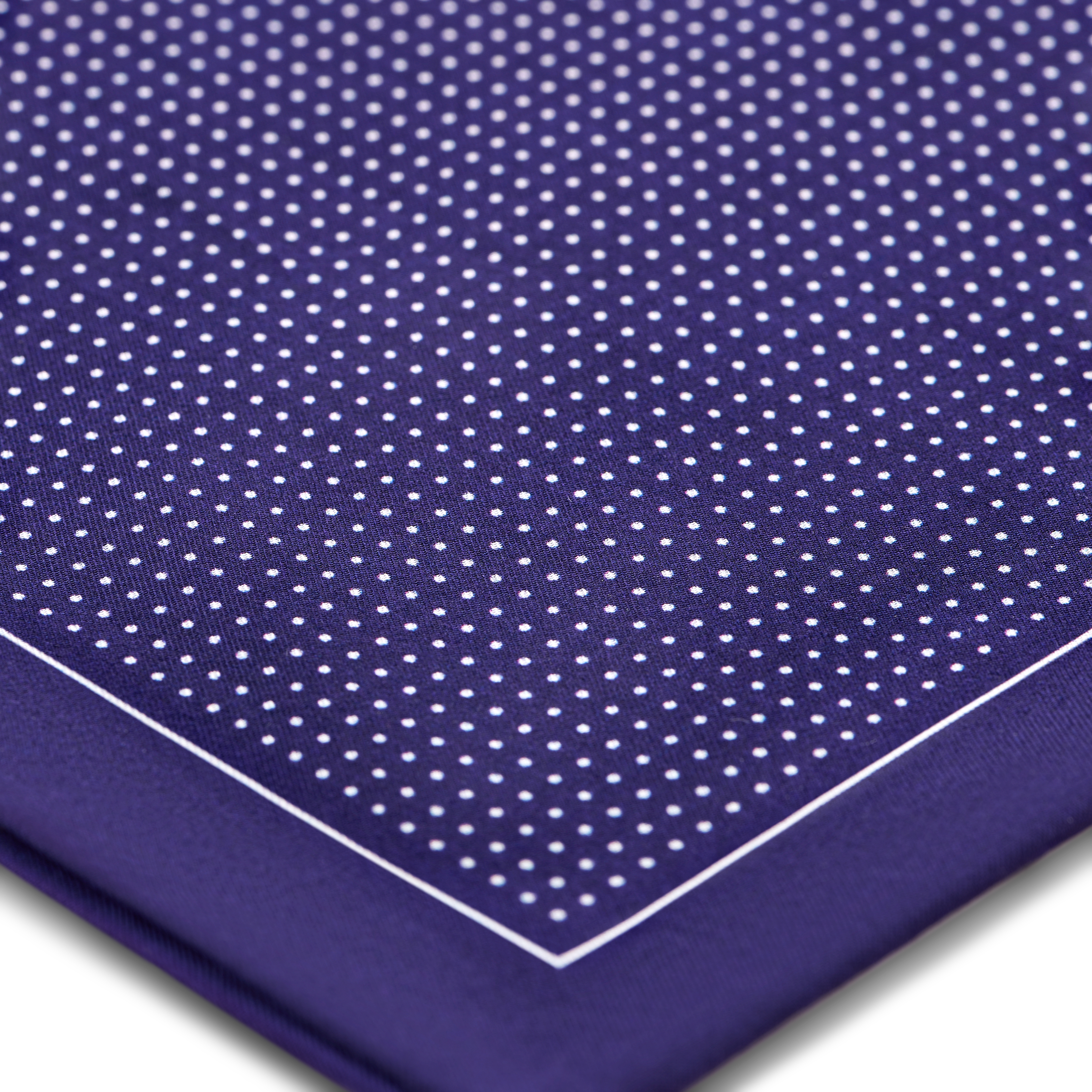 Elegio | Pañuelo de bolsillo reversible de seda con estampado azul y lunares - 5