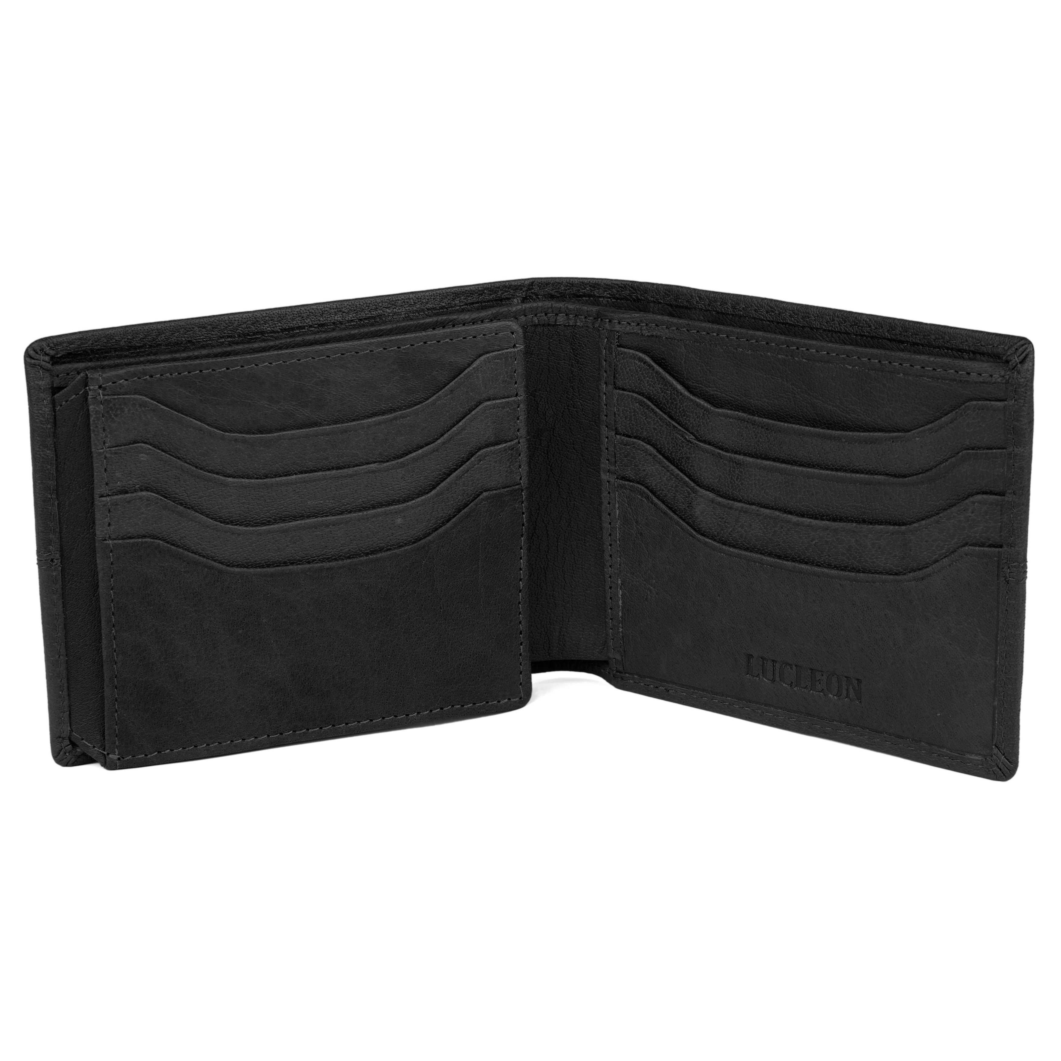 Oxford prošívaná černá kožená peněženka - 2