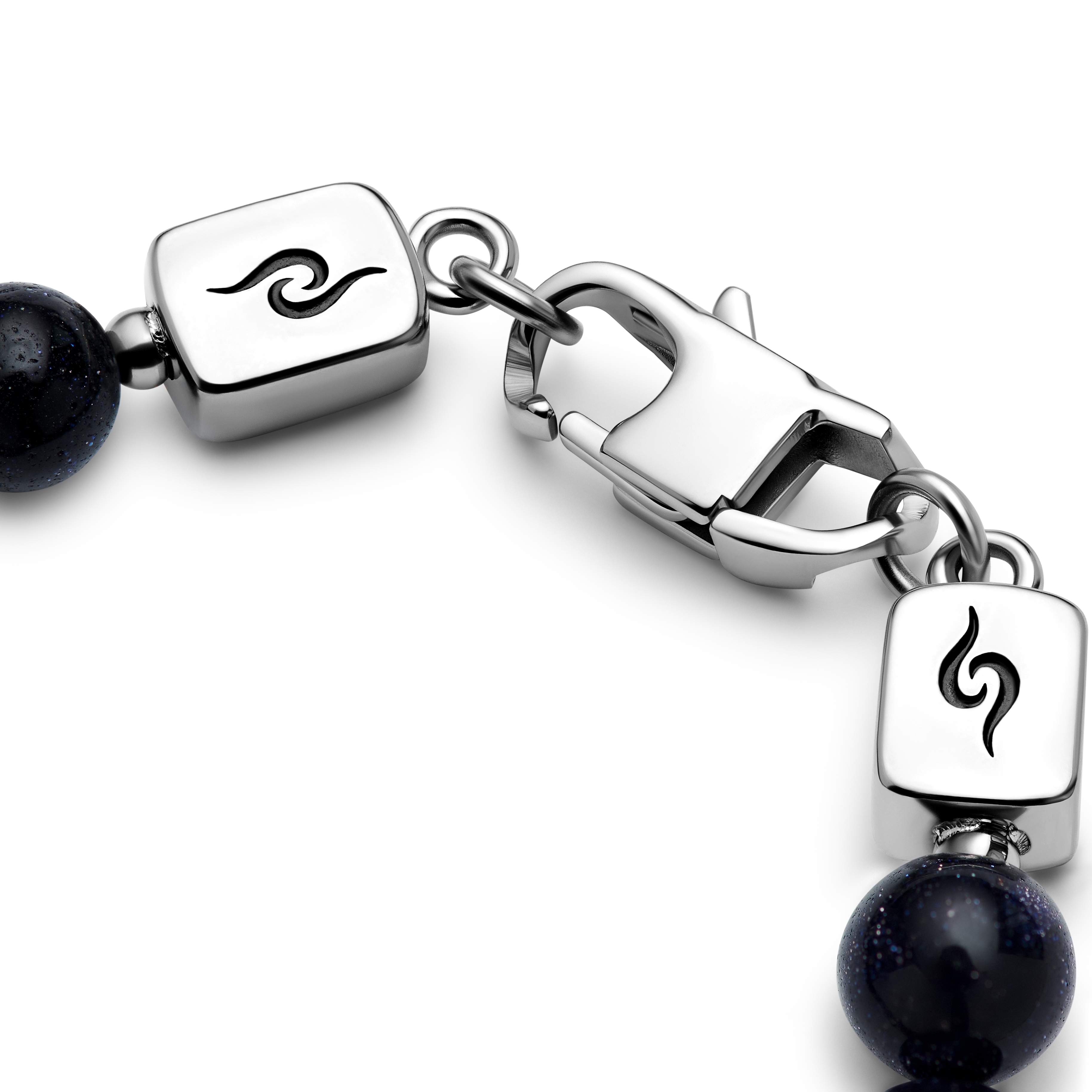 Rico | Totenkopf-Armband aus blauem Sandstein und silberfarbenem Edelstahl - 4