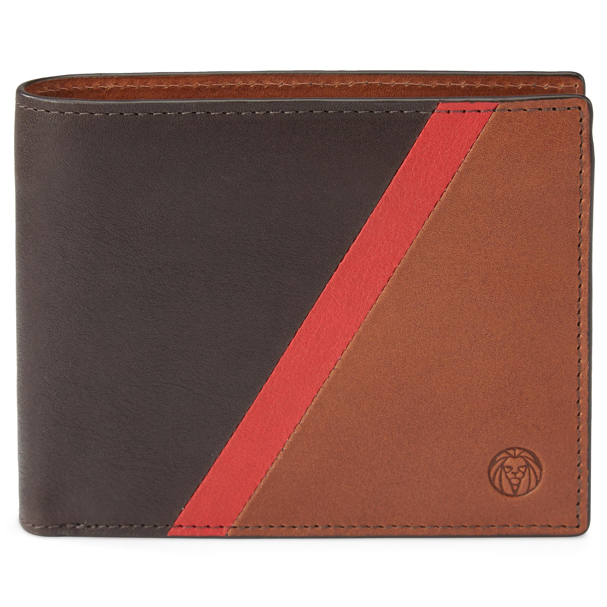 Red 4878 Lincoln | Tan & Red Stripe Leather RFID-Blocking Wallet | In stock ...