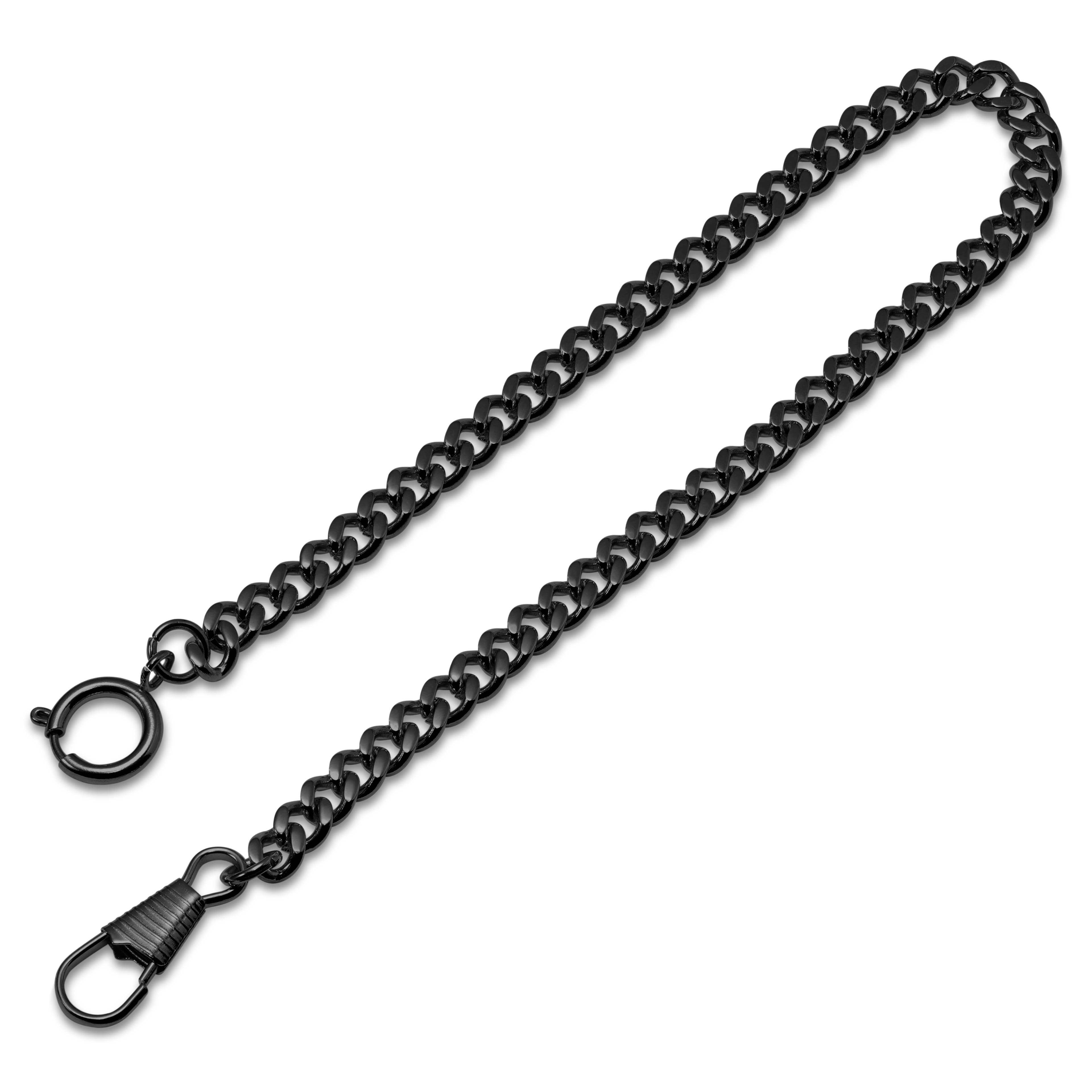 Fekete tónusú acél gyűrűs csavaros zsebóra lánc 