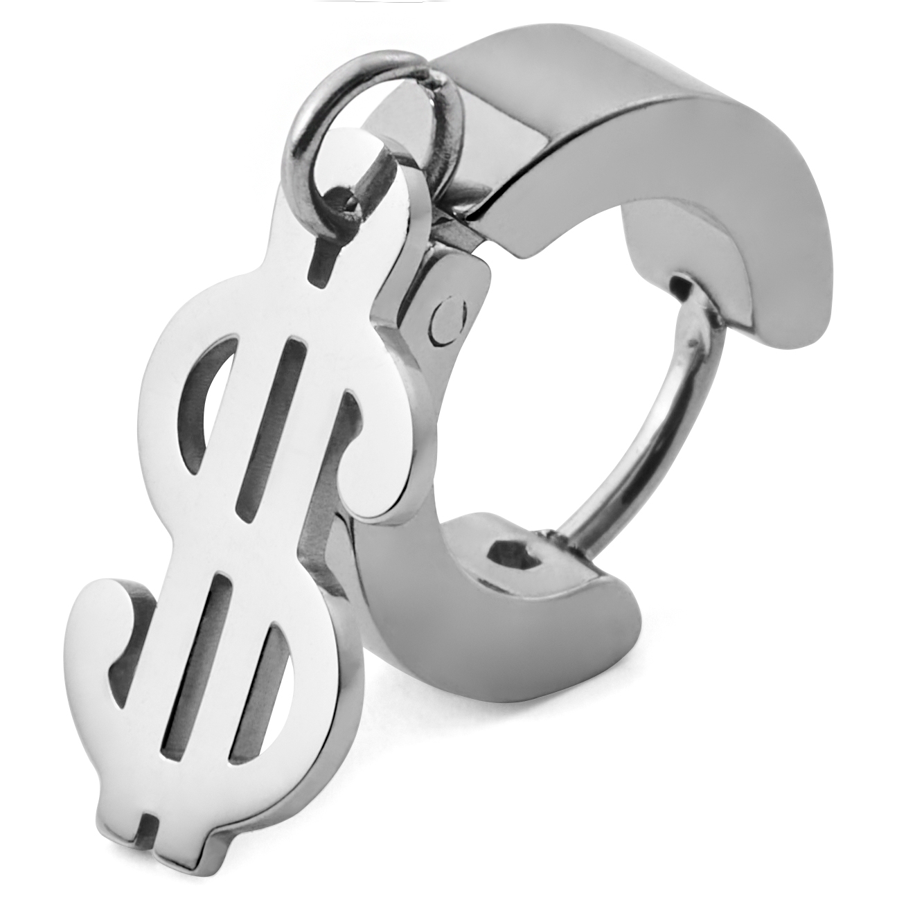 Pendiente de aro con colgante de dólar de acero Floyd  - 3