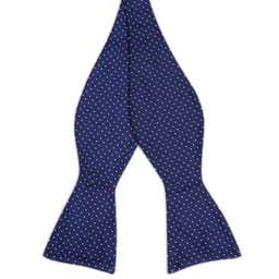 Navy Polka Dot Silk Self-Tie Bow Tie - 1 - primary thumbnail small_image gallery